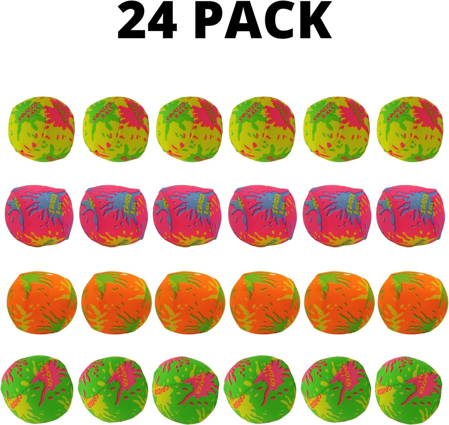 4E&#x2019;s Novelty 24 Pack Water Bomb Splash Balls - 2 inch Mini Water Absorbent Balls for Pool Beach Toys Party Favors for Kids