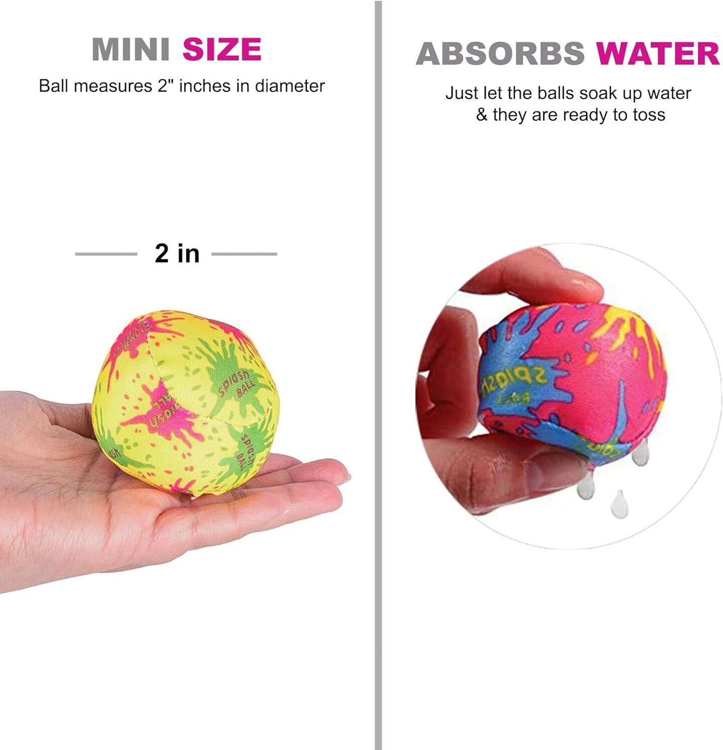 4E&#x2019;s Novelty 24 Pack Water Bomb Splash Balls - 2 inch Mini Water Absorbent Balls for Pool Beach Toys Party Favors for Kids