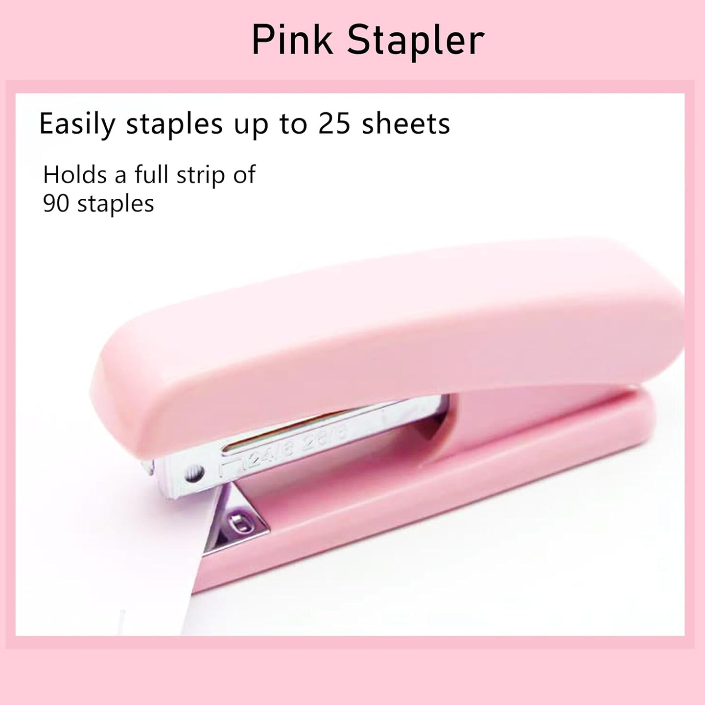 Pink Stapler, Desktop Stapler, 25 Sheet Capacity, includes 1000 Staples and Staple Remover
