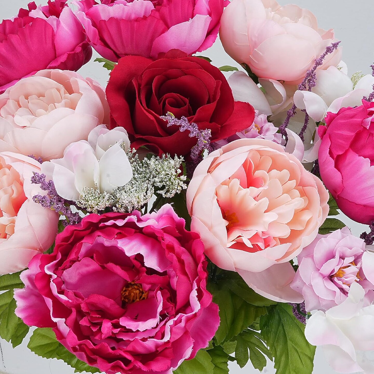 Spring Cemetery Flowers for Grave, 2 Bundles 18&#x27;&#x27; Artificial Silk Flowers