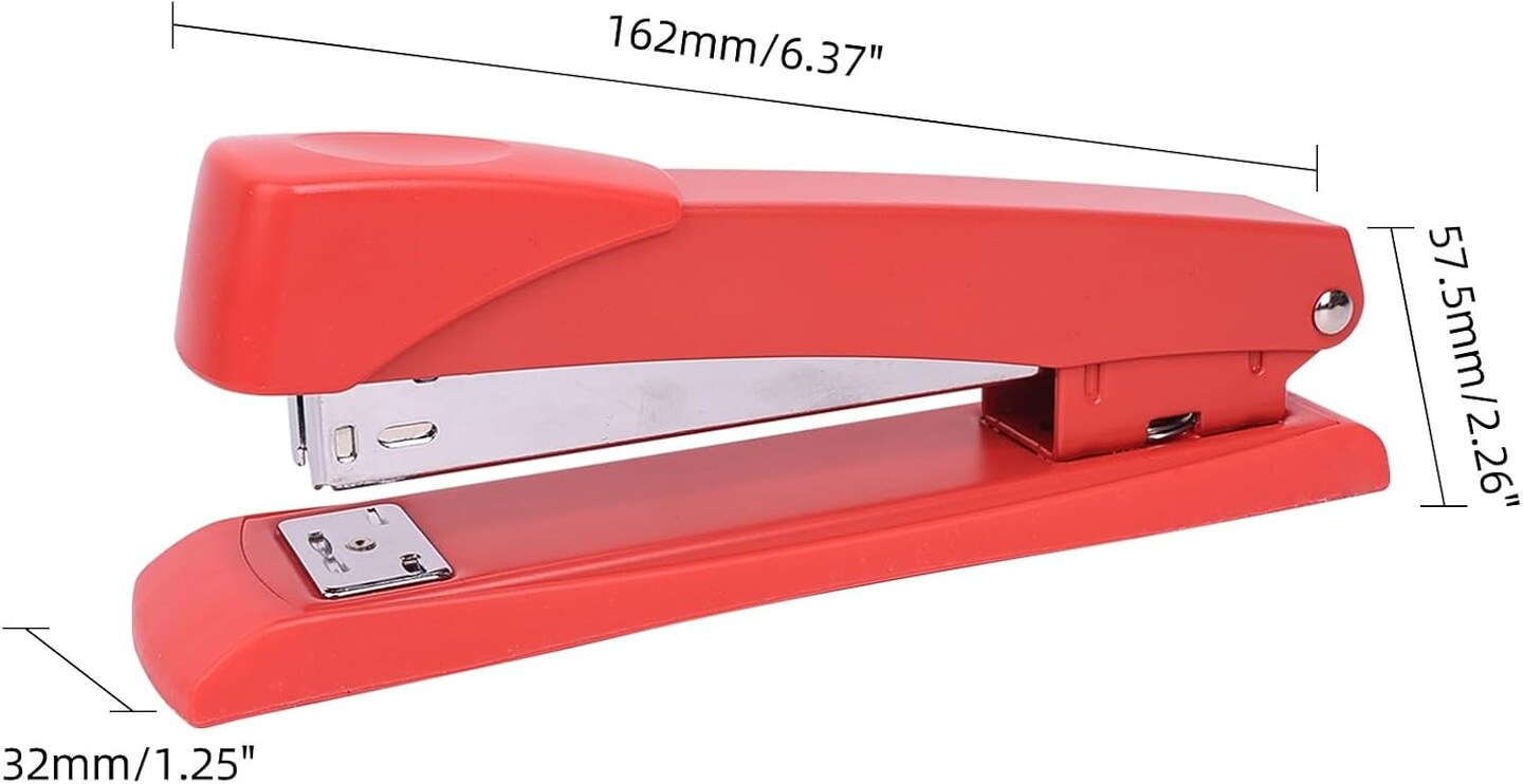 Red Stapler with 2000 Staples Full Desk Size (Pack of 6)