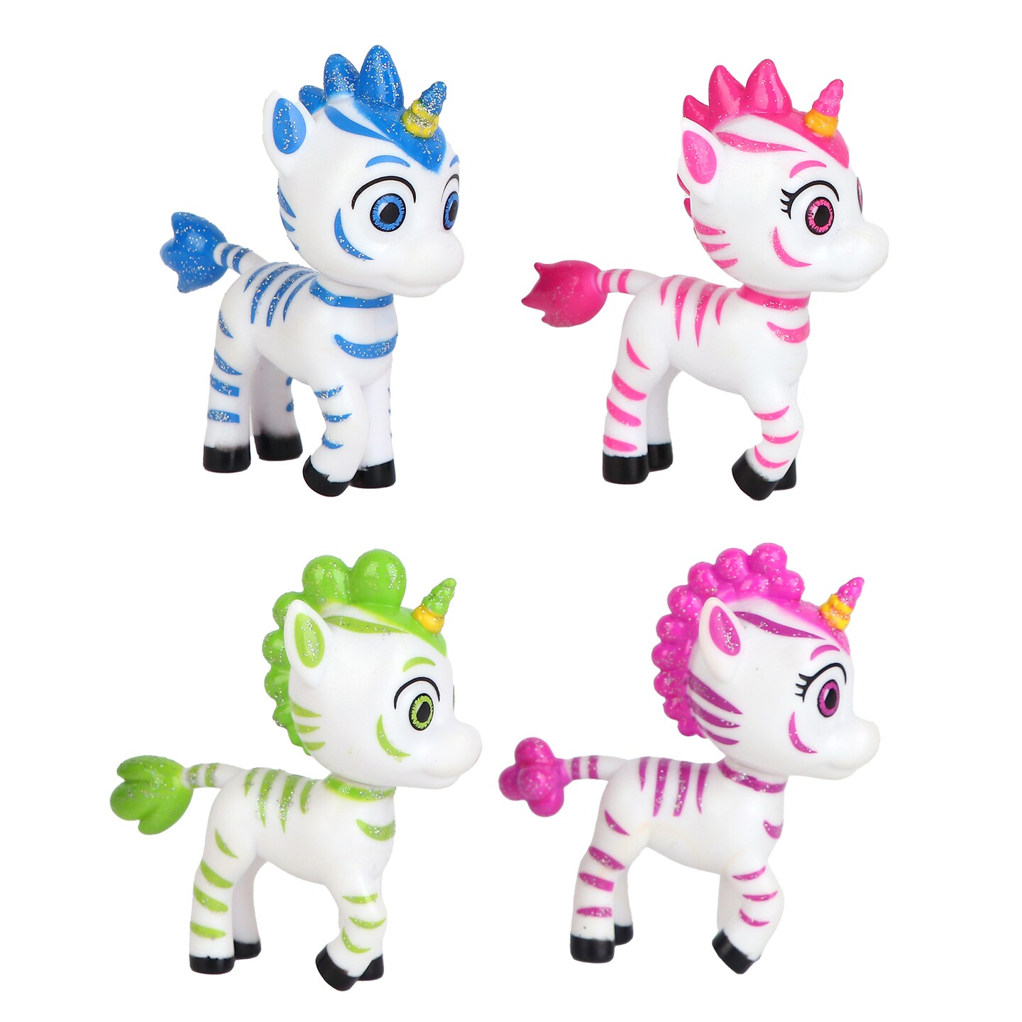 Zoonicorn: 4 Pack Figurines - 2.75&#x22; Character Miniatures, Playset Includes Aliel-Ene-Promi-Valeo, Magical Dreamland Toy Figures, Play-Display, Kid 3+