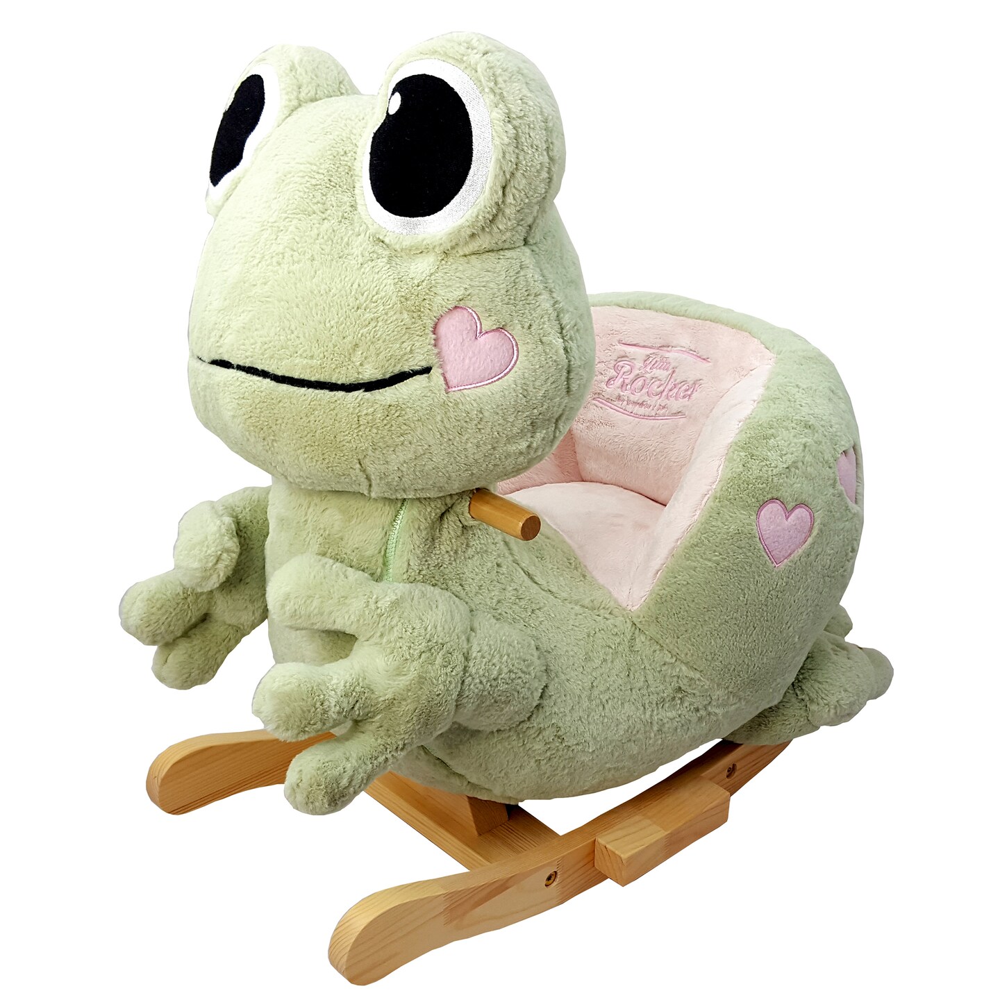 Gerardo&#x27;s Toys: Little Rockers - Frog - Wooden Plush Ride-On Rocking Animal Toy, Plays Music, Removable Soft Fabric Cover, Toddler &#x26; Kids Ages 24mo+