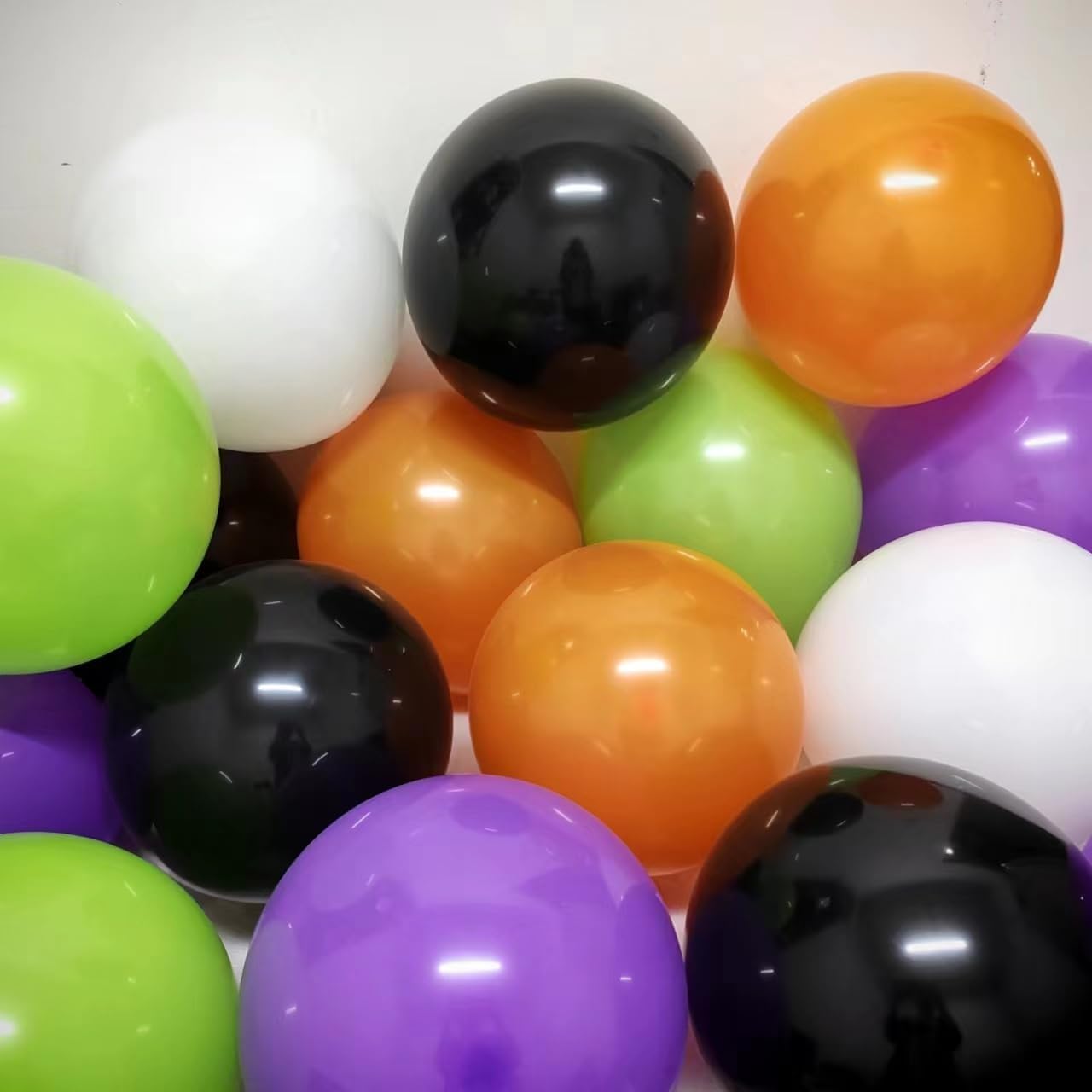 Halloween Balloons w/Ribbon(Black Orange Purple Green)