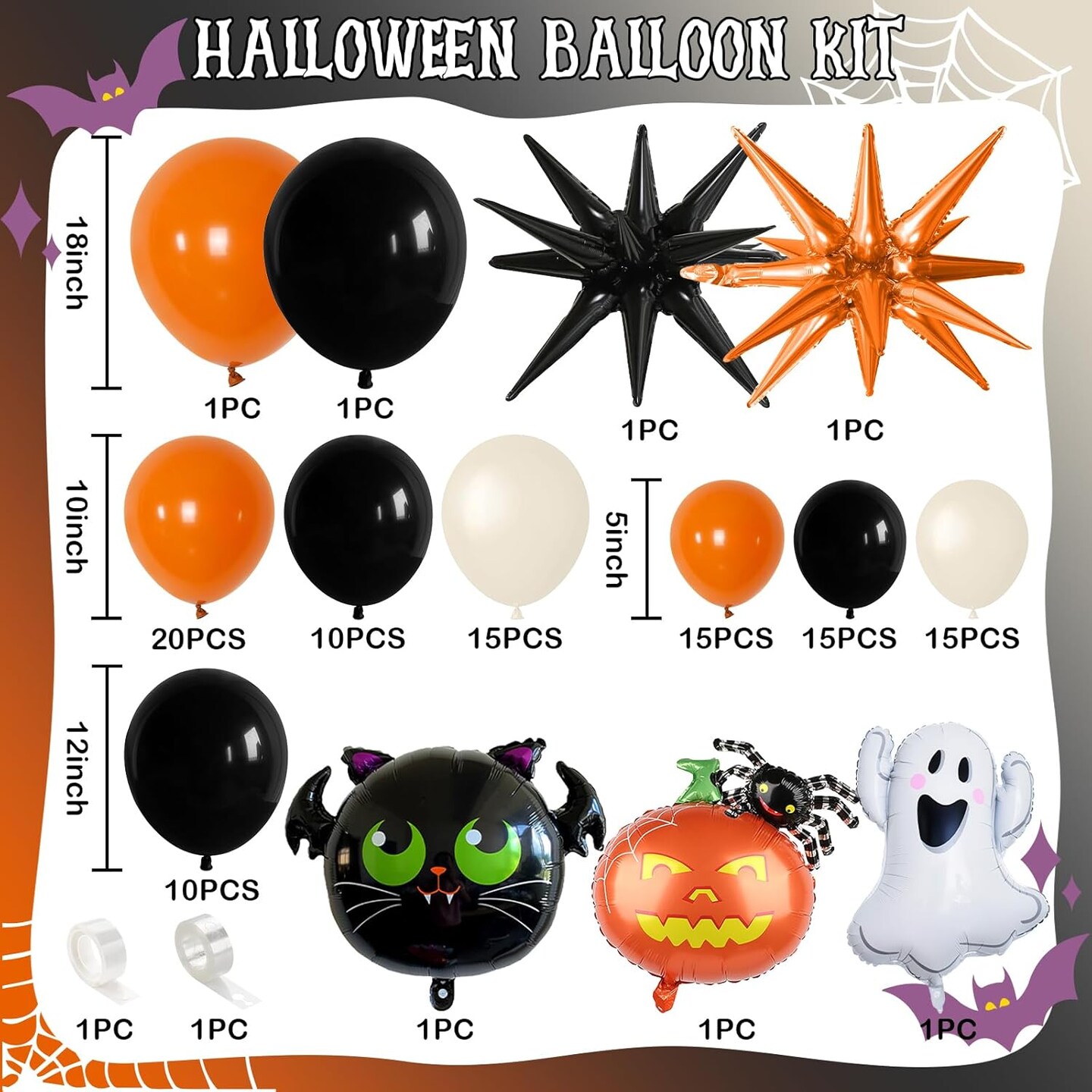 Halloween Balloon Arch Kit(Orange Black Sand)