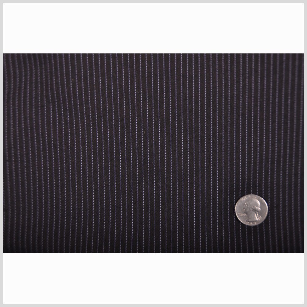 1 Yard Black Brown Purple and White Striped Wool Suiting Fabric 55 inch Width