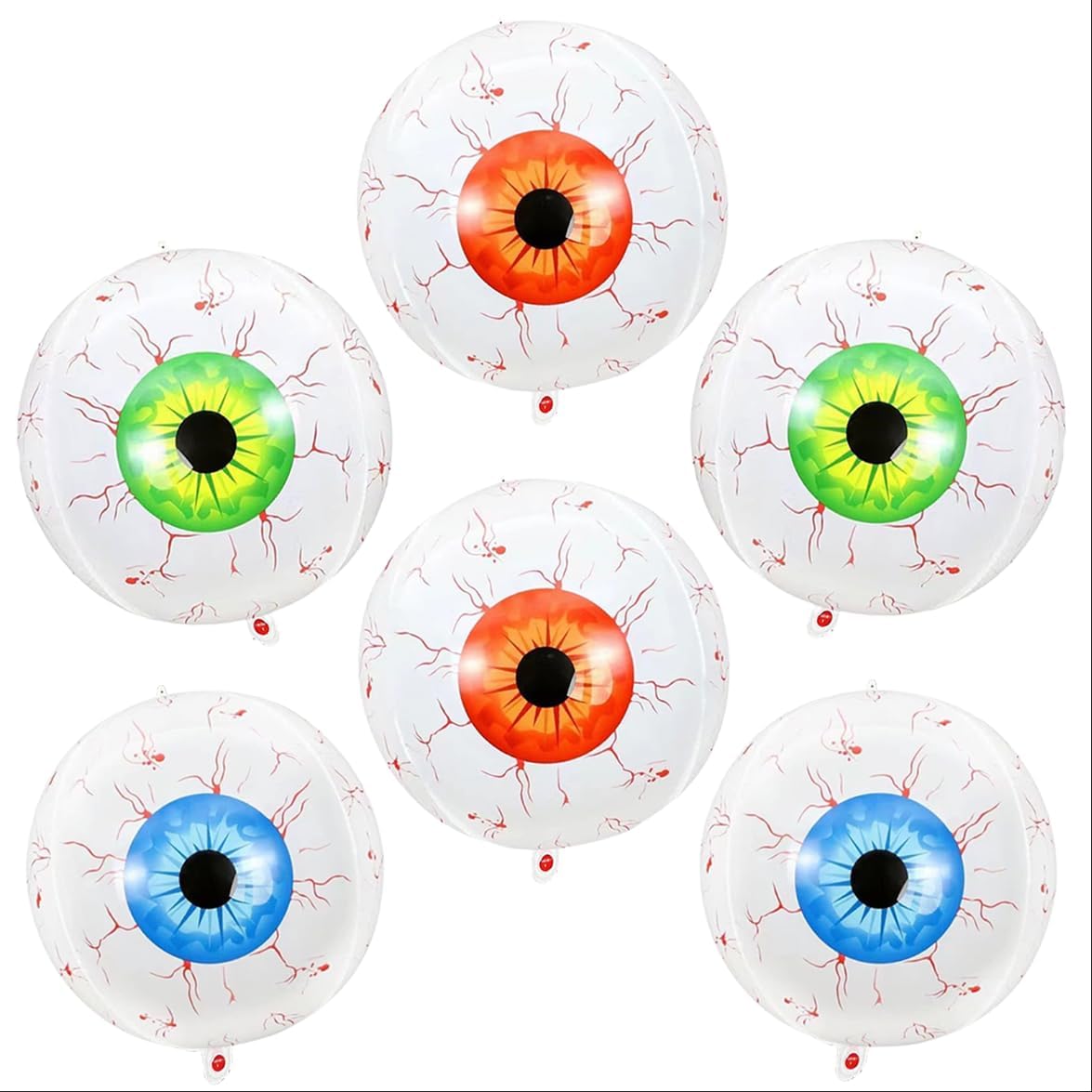 6 Pieces 22 Inches Halloween Eyeball Foil Balloons(White)
