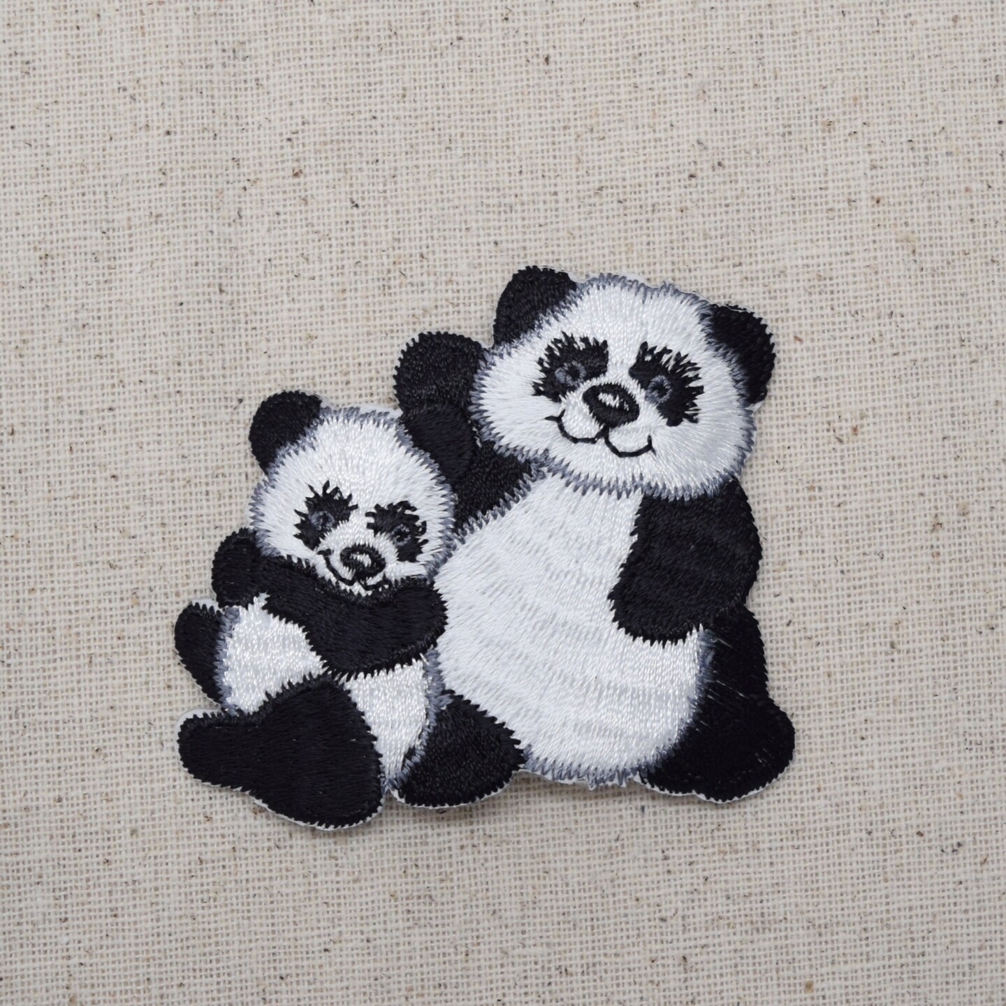 Panda Bear and Cub, Family, Animals, Embroidered, Iron on Patch