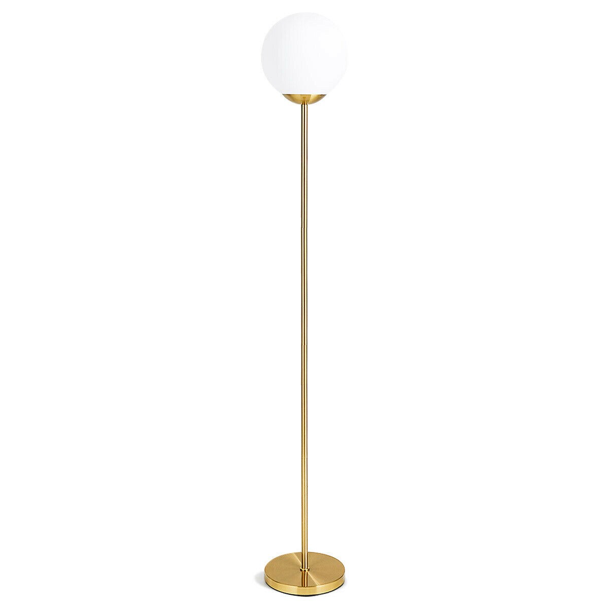 Modern Floor Lamp 67 Inch LED Bulb Frosted Glass Antique Brass White