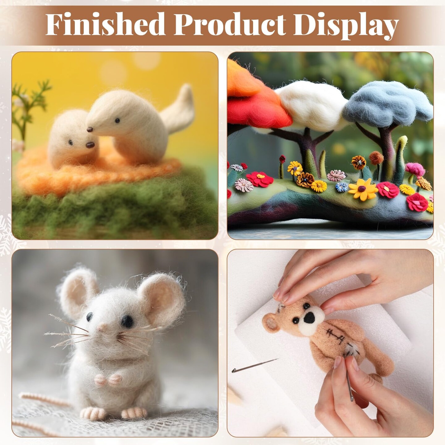 62 Pcs Needle Felting Kit, Felting Kits for Beginners Adult Including 24 Colors Wool Roving, Felt Needles, Felt Pad, Needle Handles, Finger Beds, Keychains, Fake Eyes, Storage Bag, Instruction
