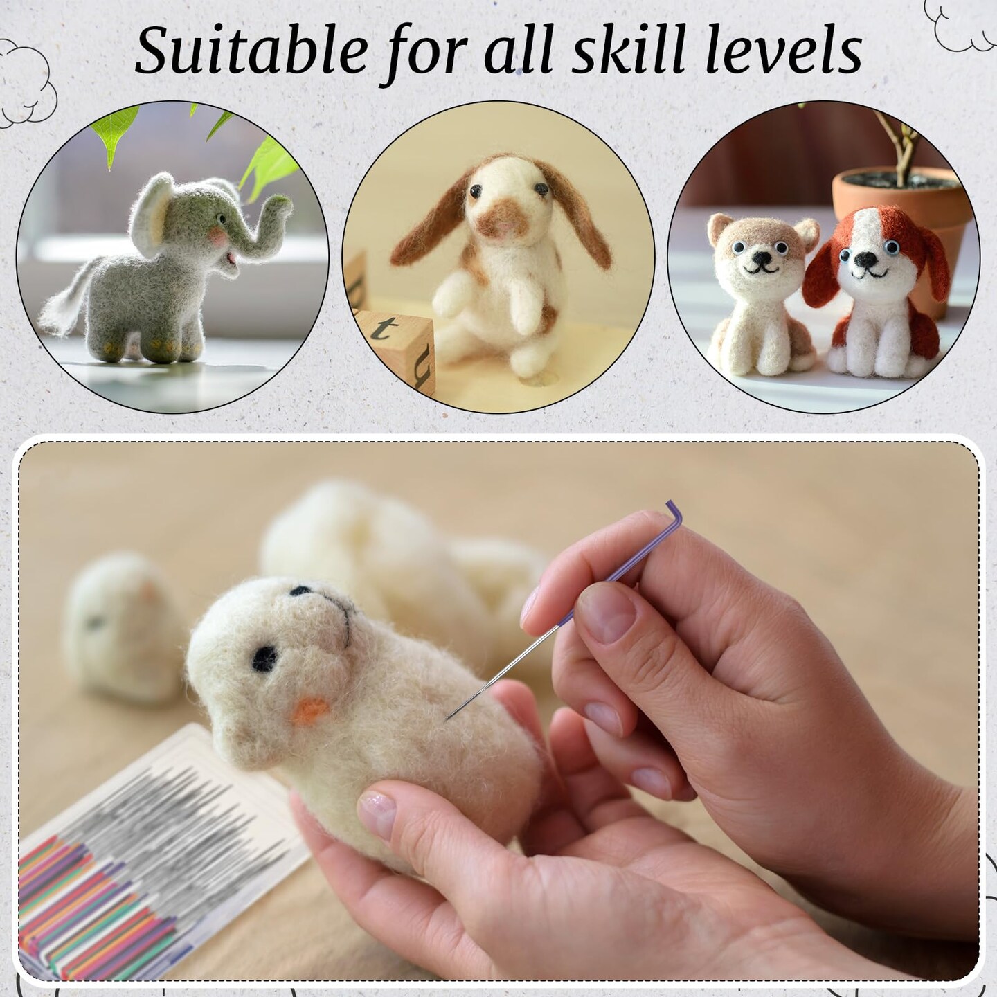 60 Pcs Needle Felting Needles 7 Colors,Wool Felting Supplies in 7 Sizes Needle Felting Tool with Twisted, Cone, Triangular Metal Felting Needles Color Coded Felting Needles for Beginners