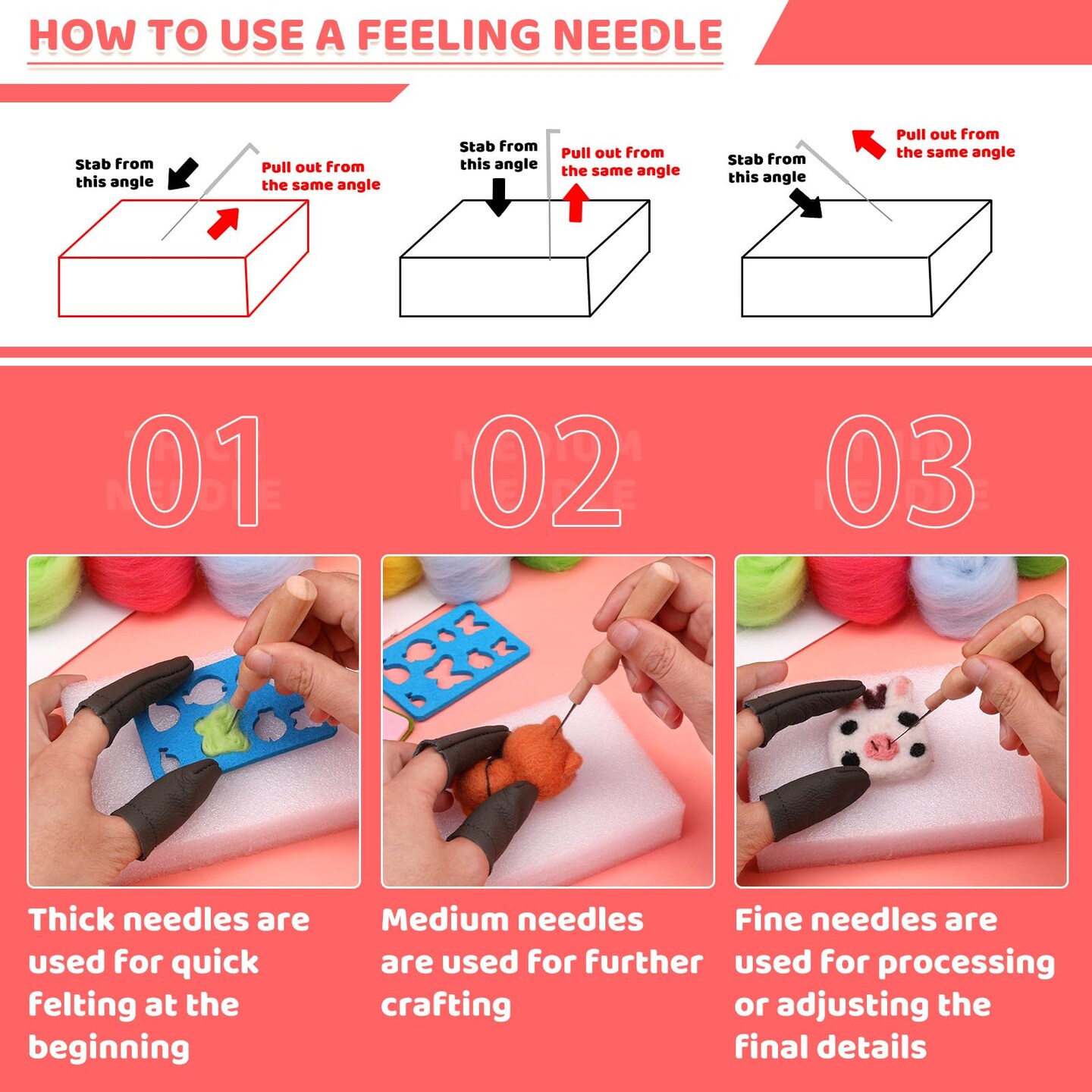 Needle Felting Kit, Wool Roving 24 Colors Set, Needle Wool Felting Tools Kit for Beginners, Needle Felting Starter Kits with Felting Needles for Felted Animal Needle Felting Supplies