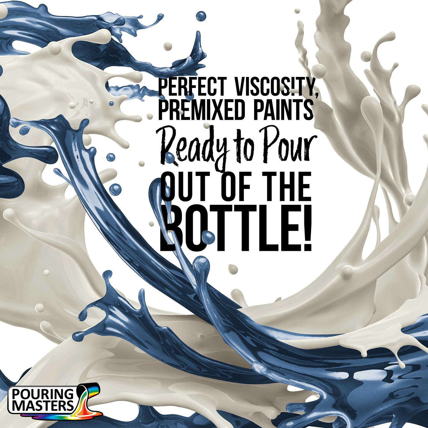 Pouring Masters Lake Blue Metallic Pearl Ready to Pour Acrylic Pouring Paint - Premium 32-Ounce Pre-Mixed Fluid Acrylic Paint - Fluid Art Supplies for Canvas, Wood, Paper, Tile & Rocks