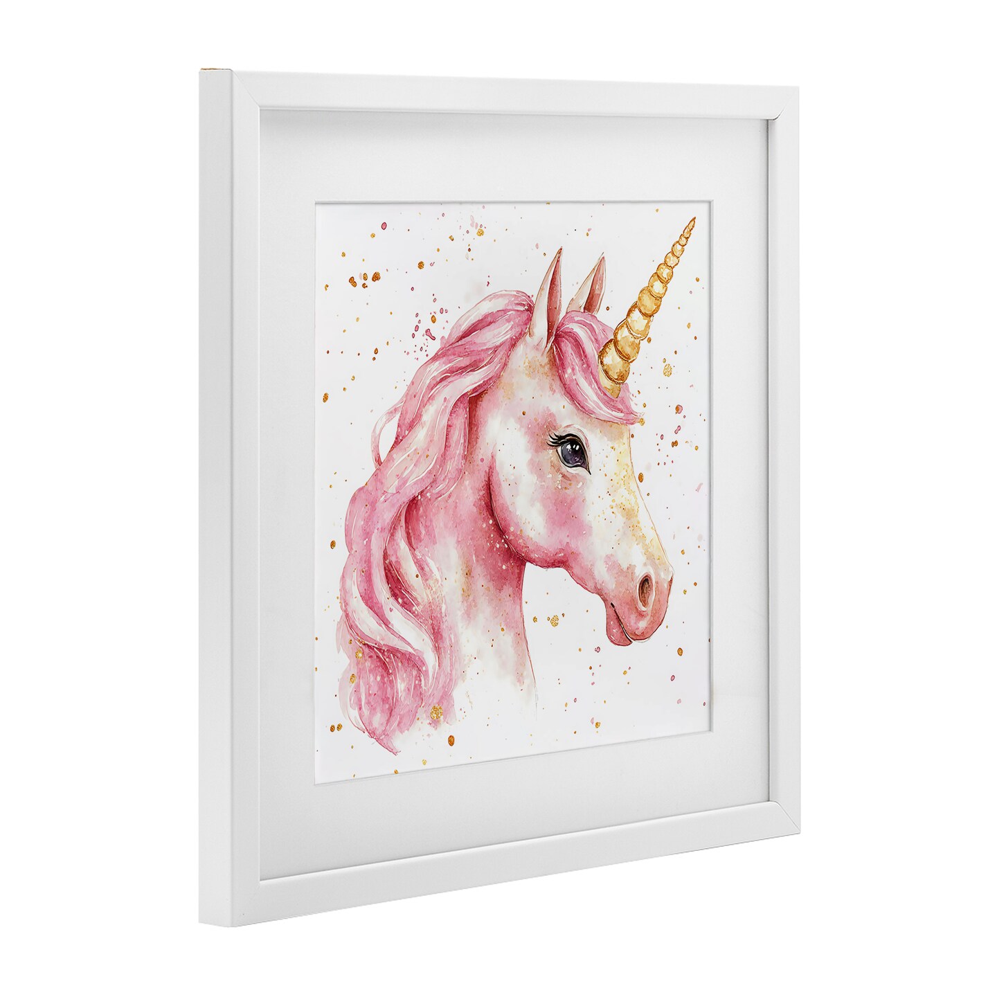 Stupell Industries Pink Unicorn with Paint Splatter Framed Print Under Glass, design by Creative Studio