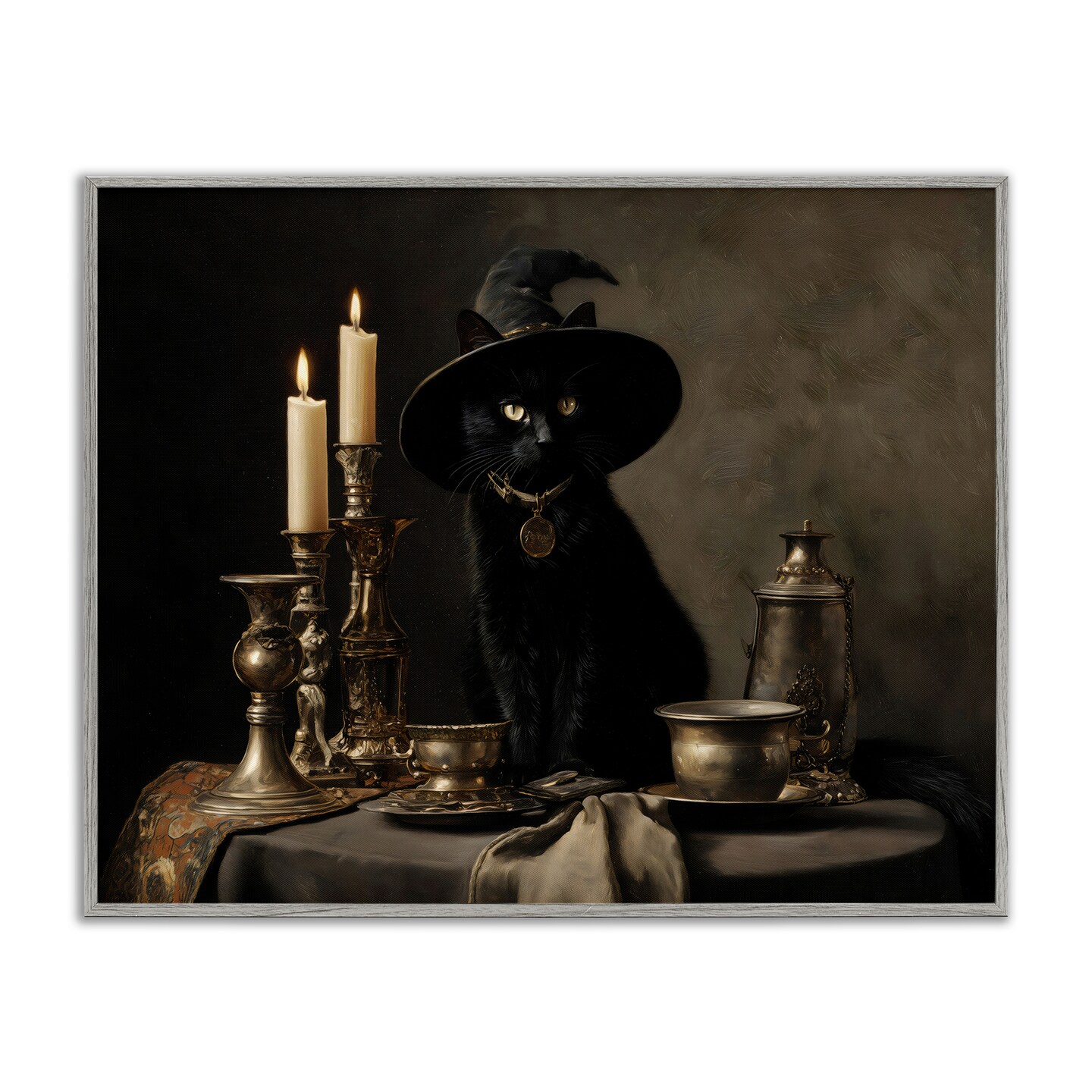 Stupell Industries Vintage Witchy Black Cat Framed Giclee, design by Arlington Prints