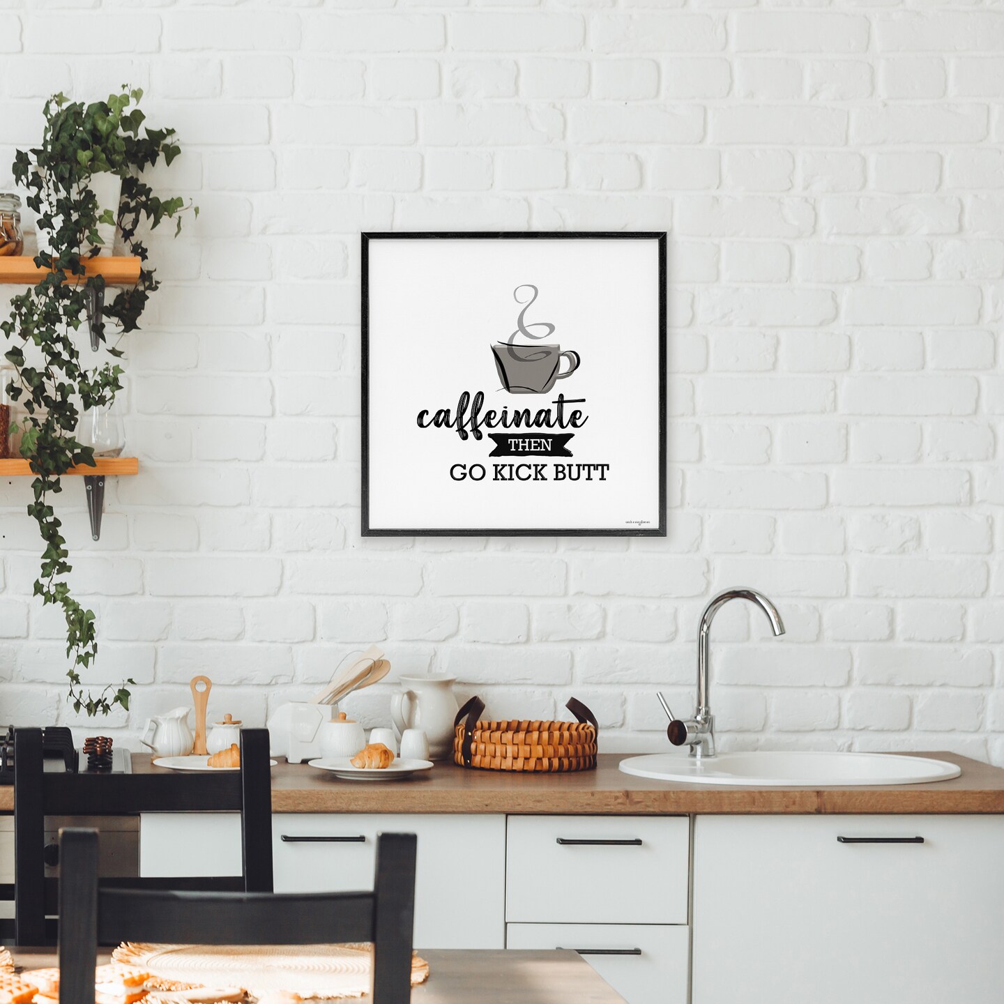 Stupell Industries Caffeinate Then Kick Butt Framed Giclee, design by Seven Trees Design