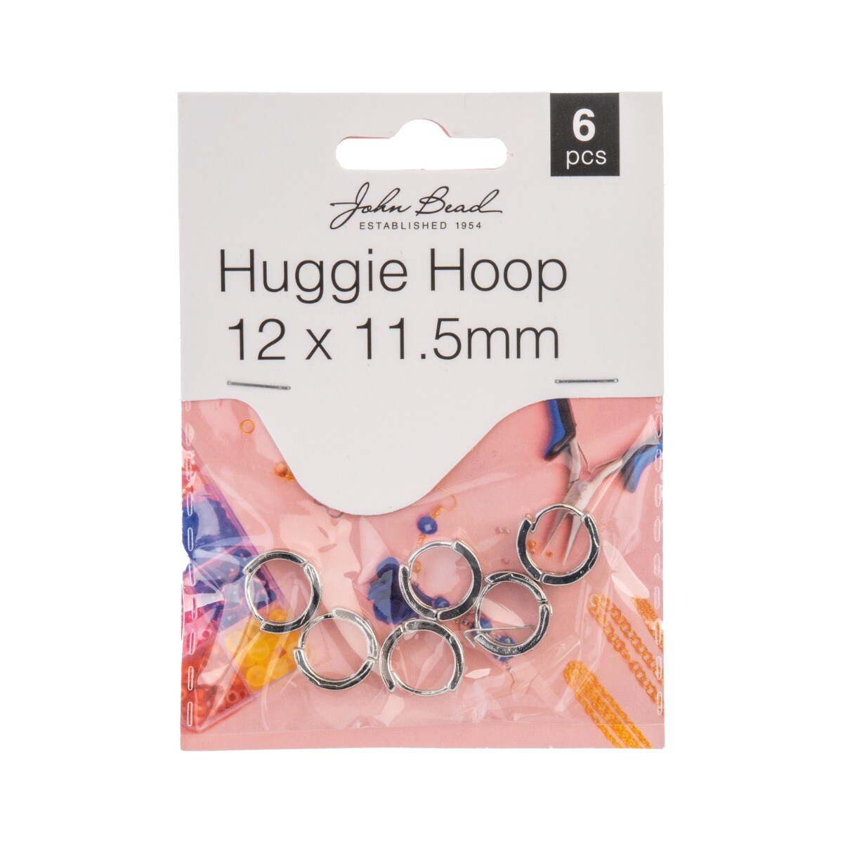 John Bead Huggie Hoop Round Shape Earrings Must Have Findings, 8pcs