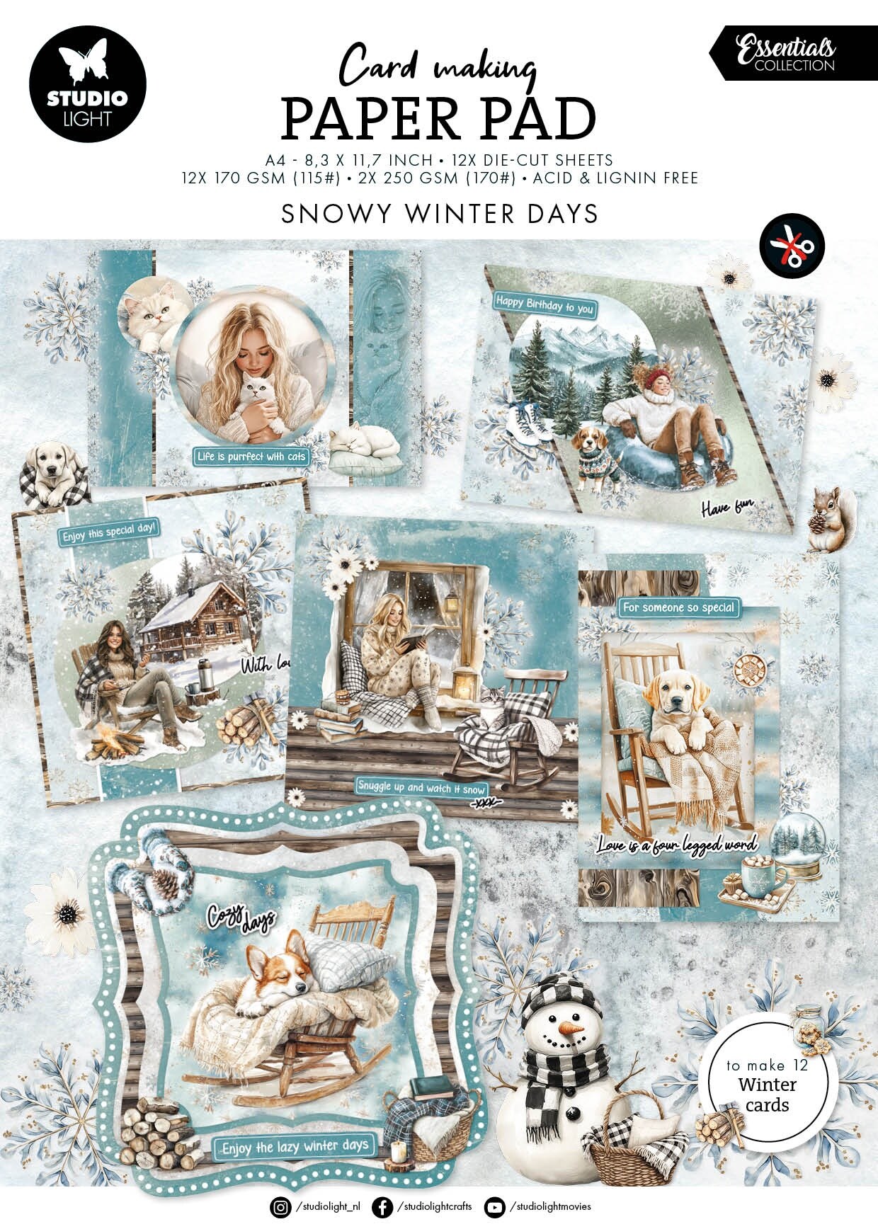 Studio Light Essentials Card Making Pad 8.25"X11.5" 14/Pkg-Snowy Winter Days