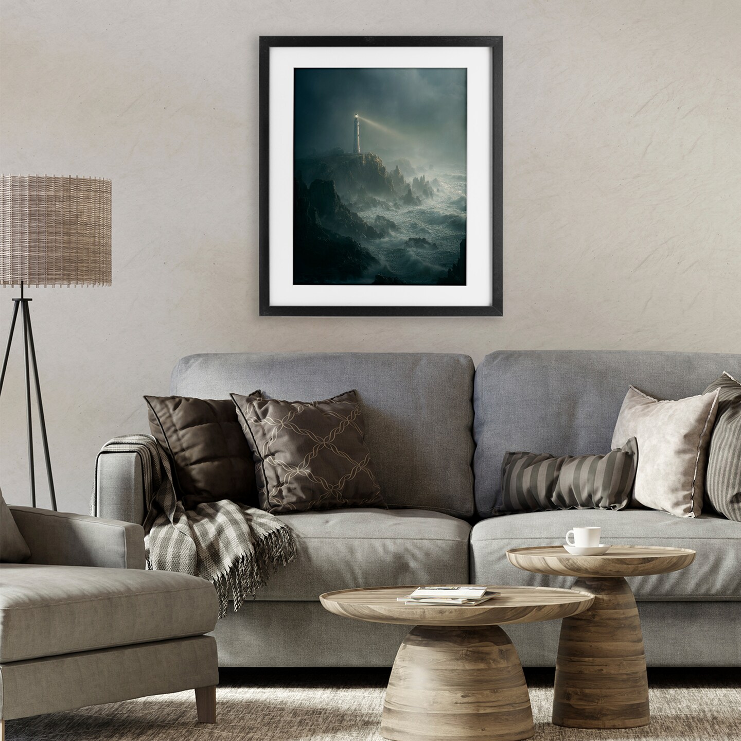 Stupell Industries Lighthouse and Stormy Cliff Framed Print Under Glass, design by Ziwei Li