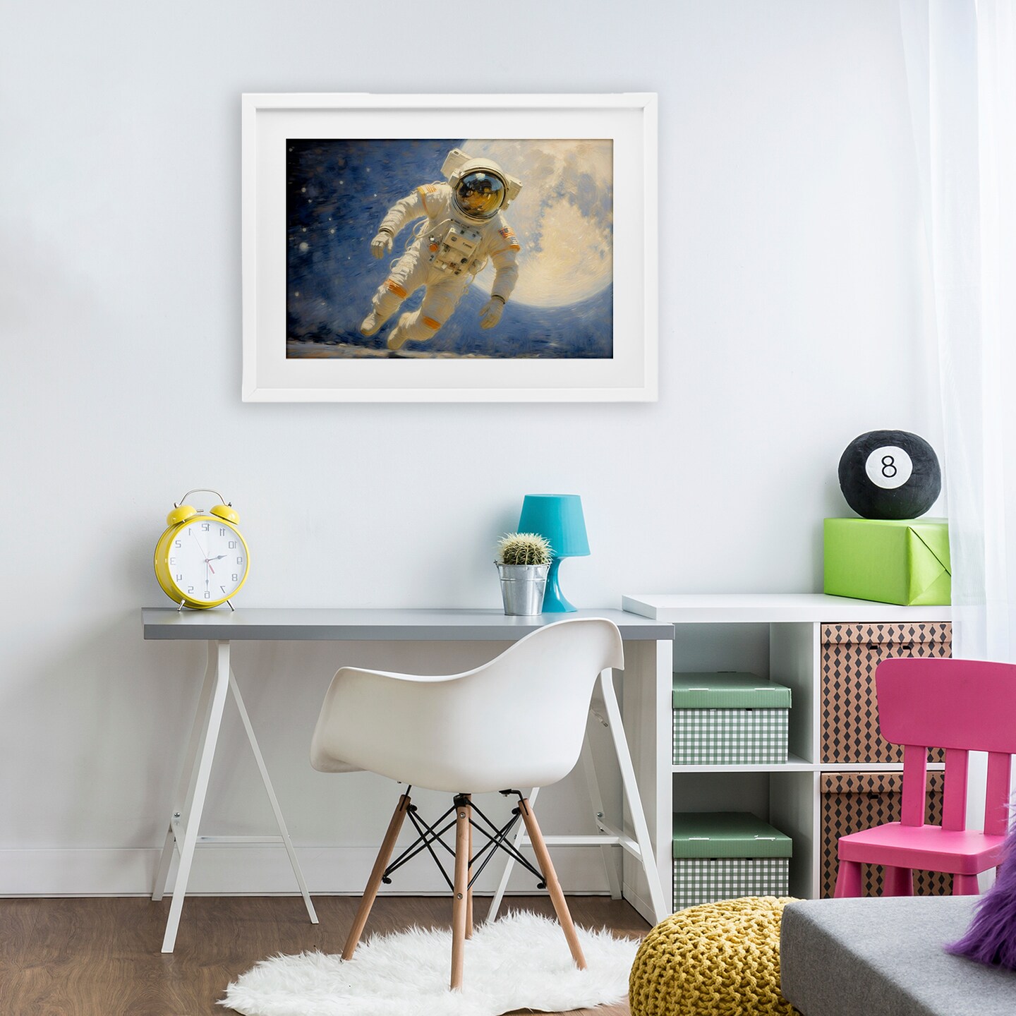 Stupell Industries Astronaut in Vast Galaxy Framed Print Under Glass, design by Angie Hawke