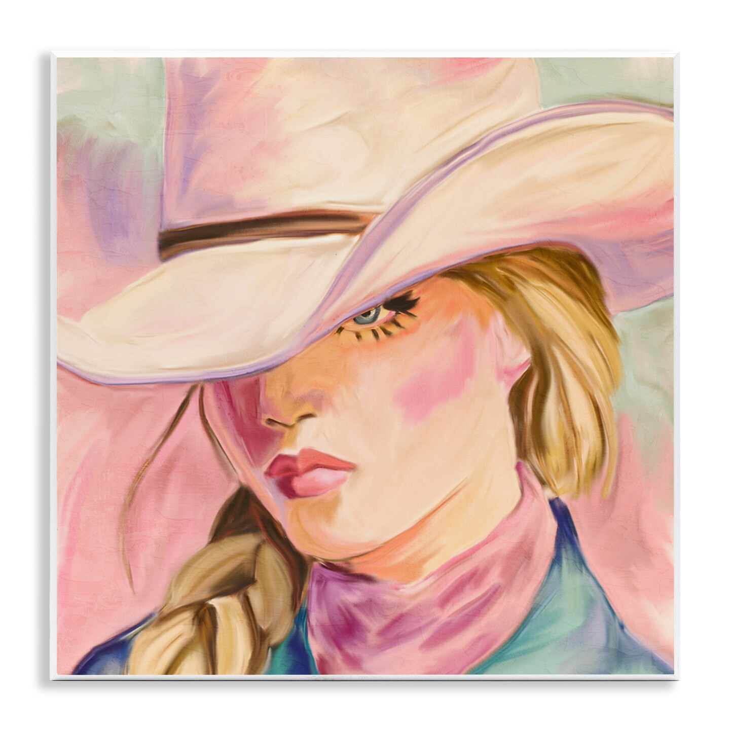 Stupell Industries Pastel Cowgirl Gaze Beneath Hat Wall Plaque, design ...