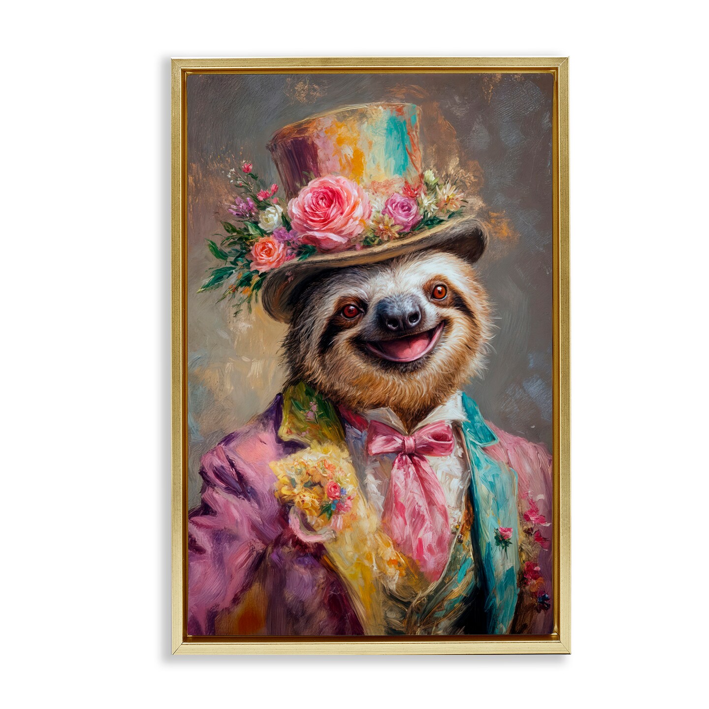 Stupell Industries Victorian Sloth Portrait Floating Frame, design by Wumples