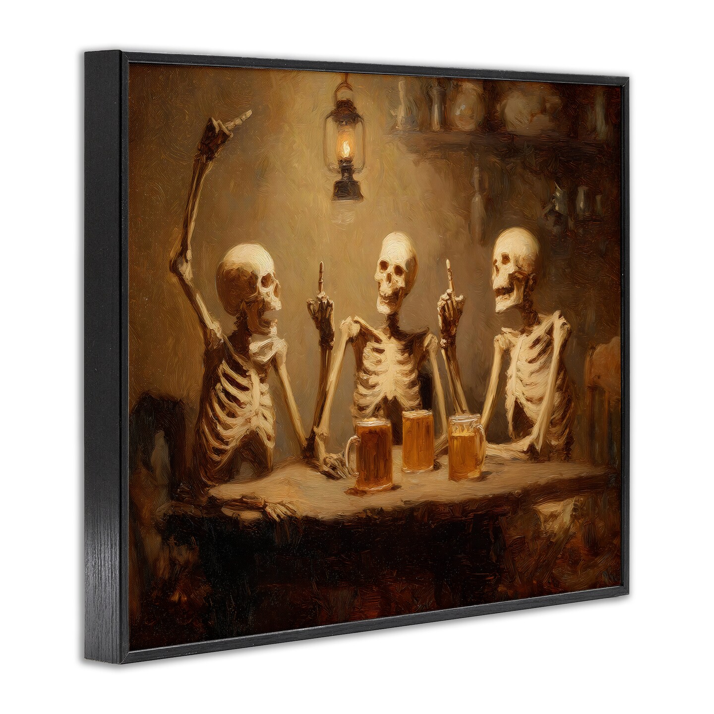 Stupell Industries Skeletons Drinking at Tavern Framed Giclee, design by Arlington Prints