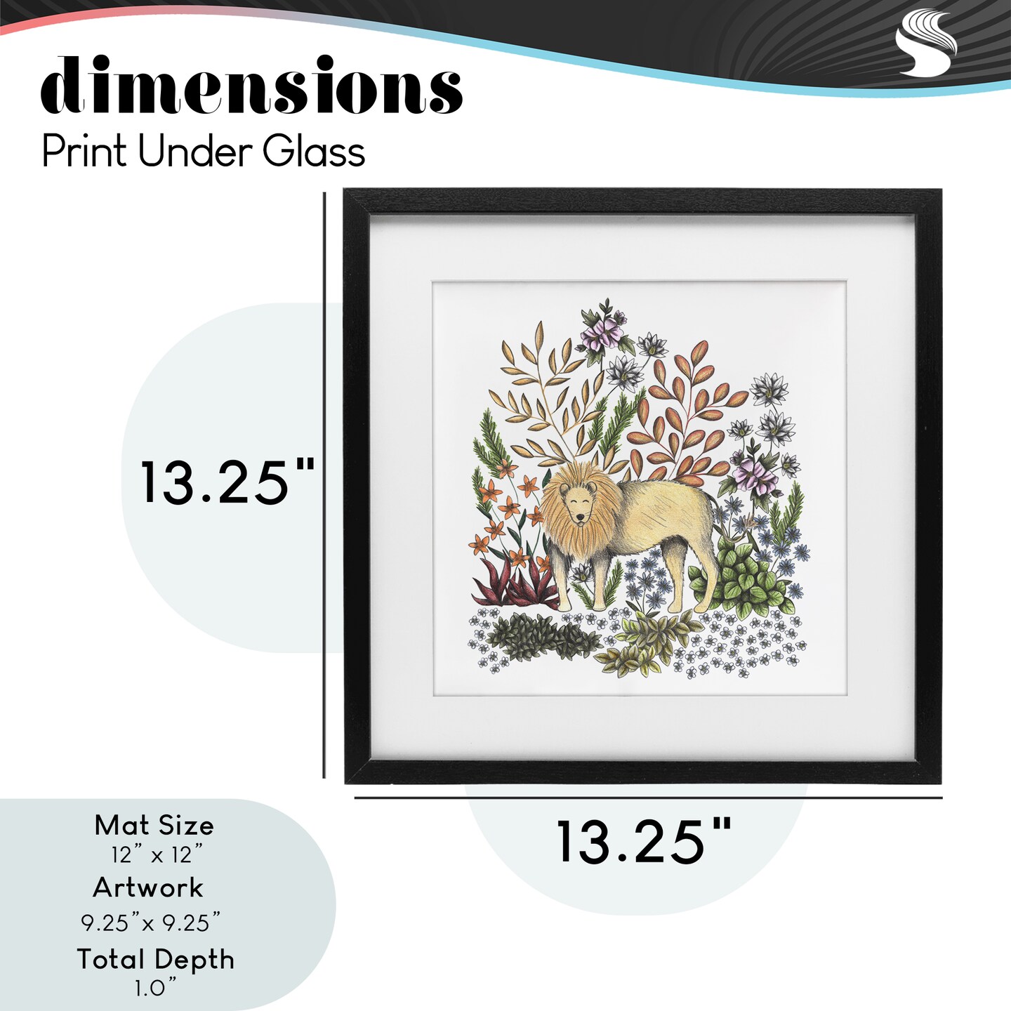 Stupell Industries Jungle Wildlife Lion Framed Print Under Glass, design by Cecilia Battaini