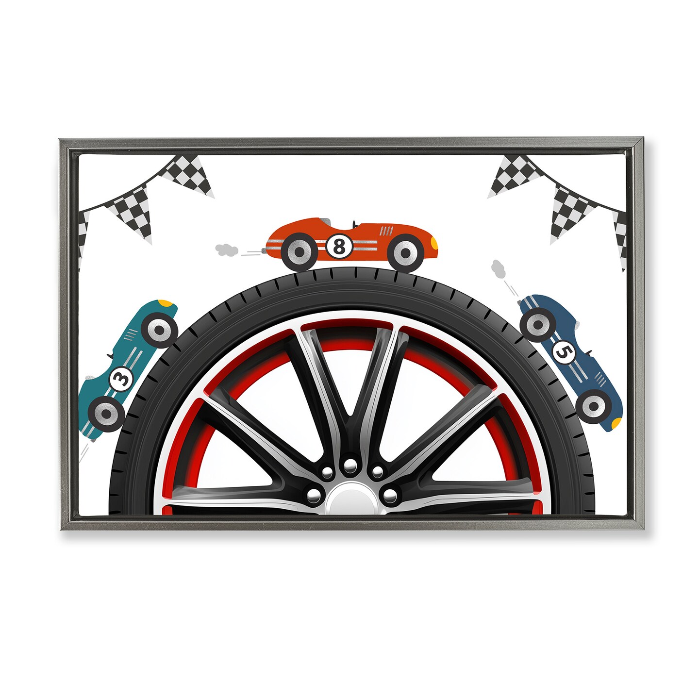 Stupell Industries Racing Around Wheel Floating Frame, design by Christine Simpson Art