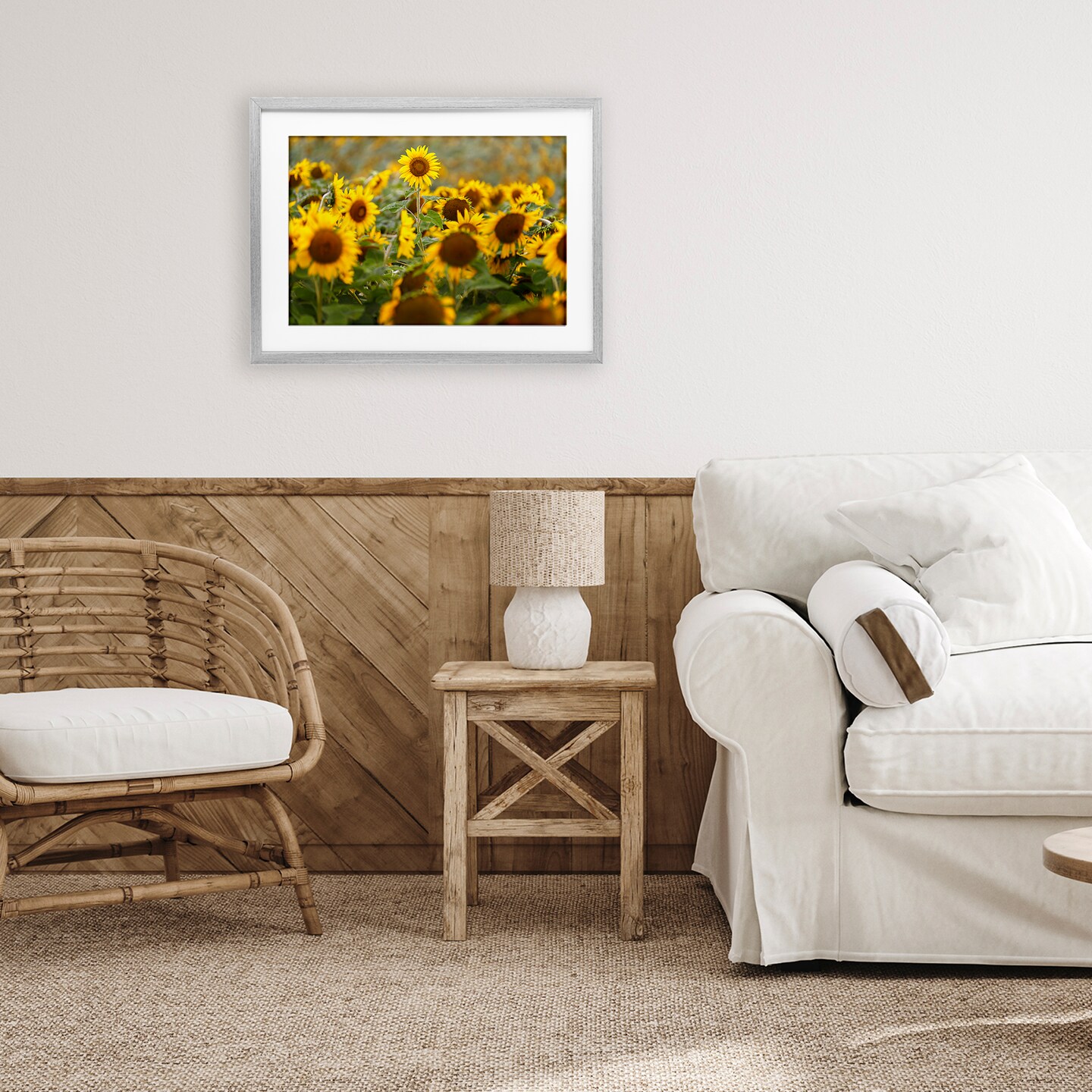 Stupell Industries Central Sunflower in Meadow Framed Print Under Glass, design by Andy Crawford