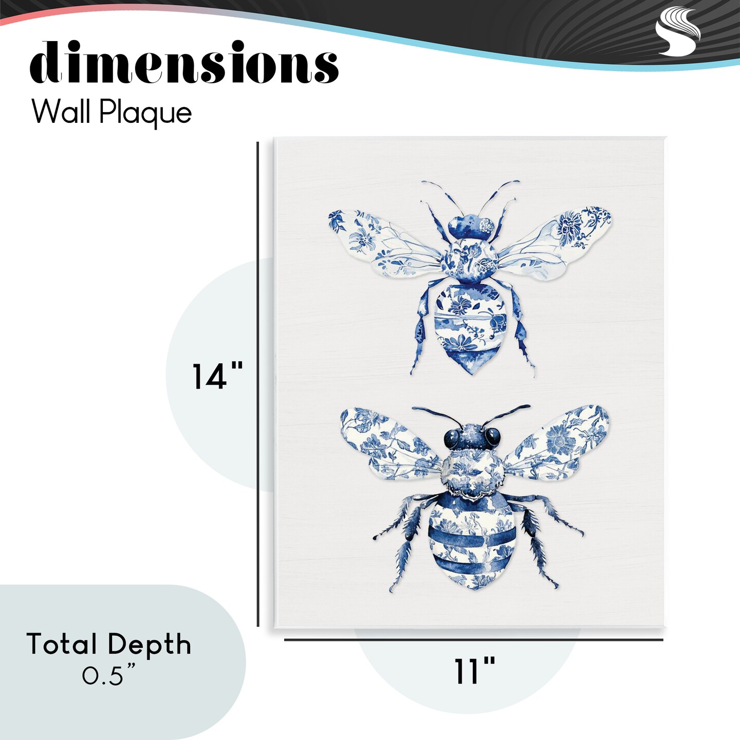 Stupell Industries Toile Patterned Bees Wall Plaque, design by Lettered and Lined
