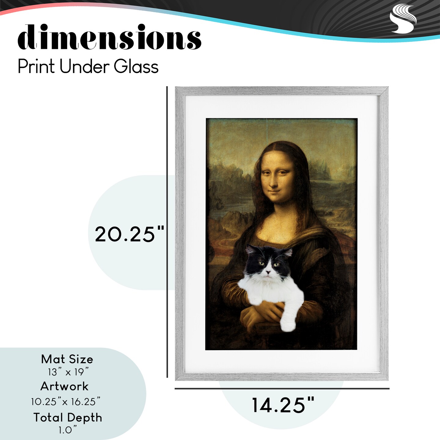 Stupell Industries Mona Lisa Cat Lady Framed Print Under Glass, design by Masters Redux