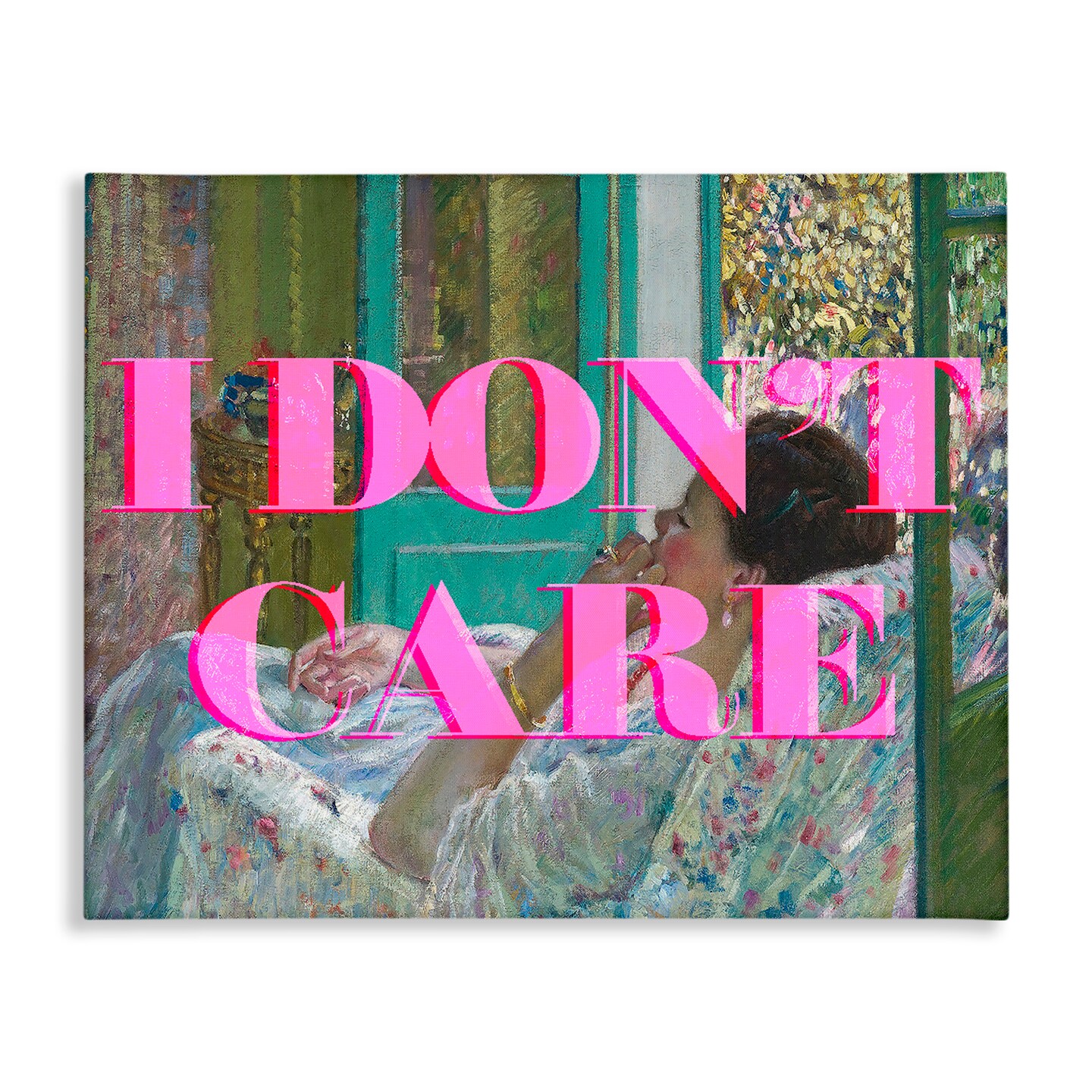 Stupell Industries I Don't Care over Classic Painting Canvas, design by Lil' Rue