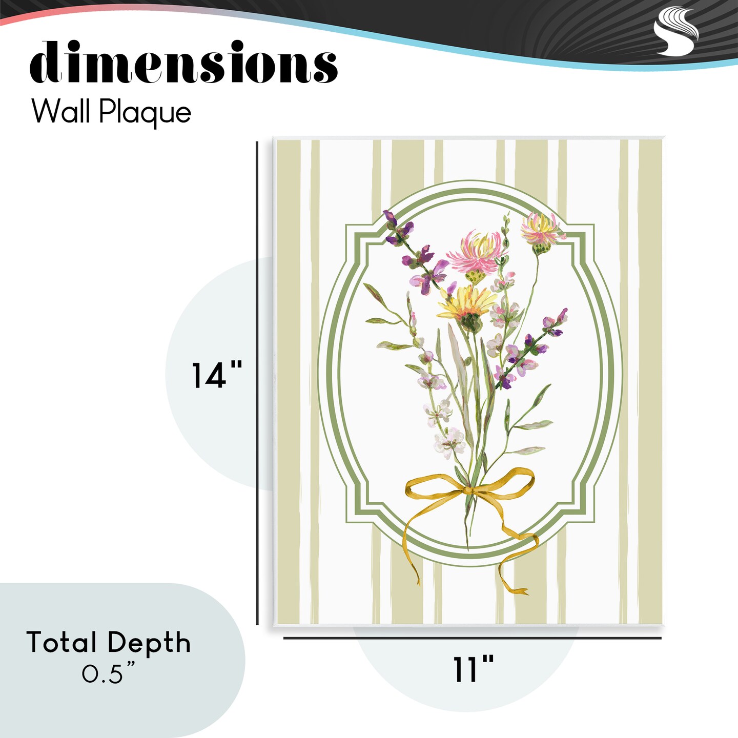 Stupell Industries Wildflowers Bouquet Classic Stripes Wall Plaque, design by Adonna Ebrahimi