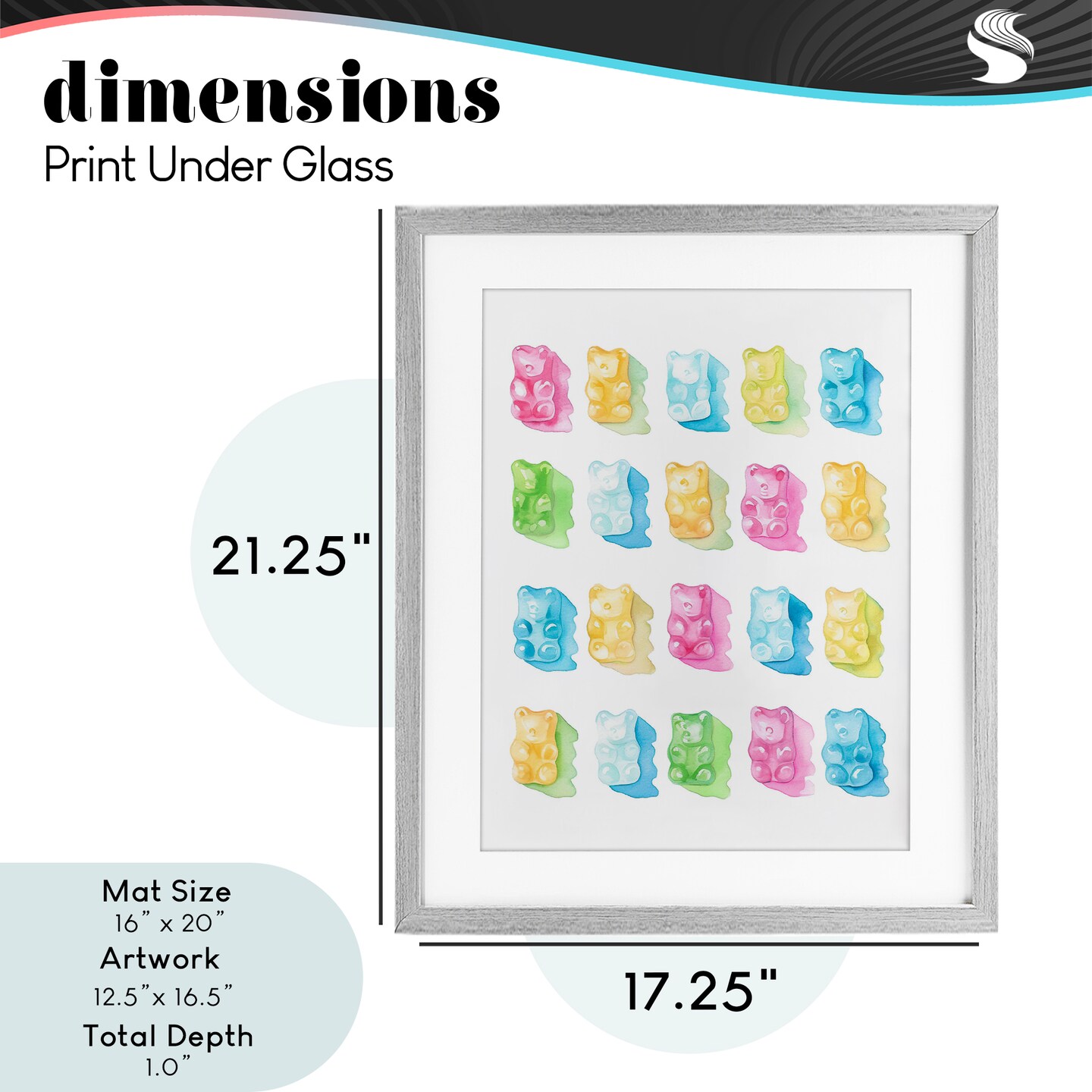 Stupell Industries Pastel Candy Bears Collection Framed Print Under Glass, design by Lil' Rue