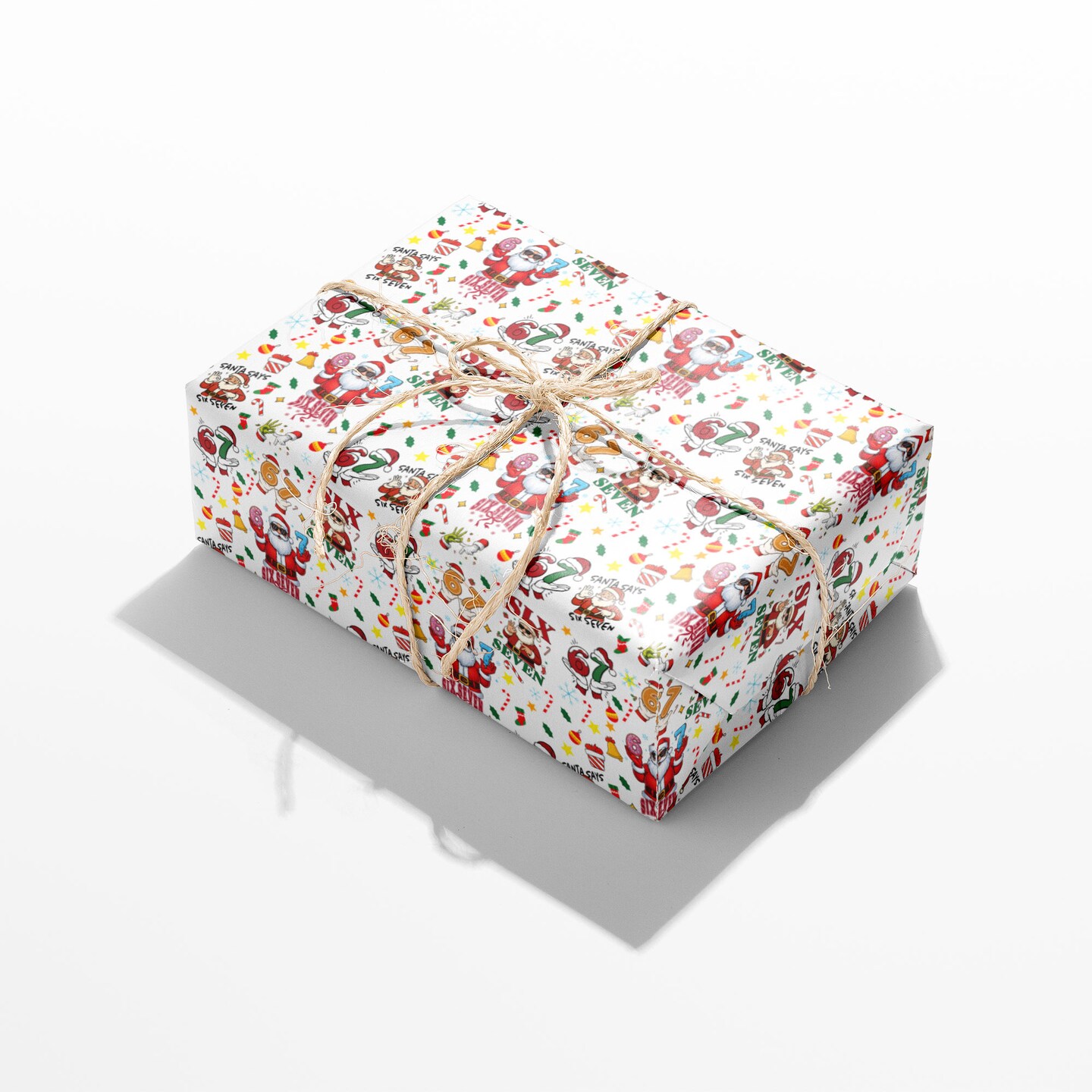Santa Six Seven Christmas Fun 67 Meme Holiday Gift Wrapping Paper