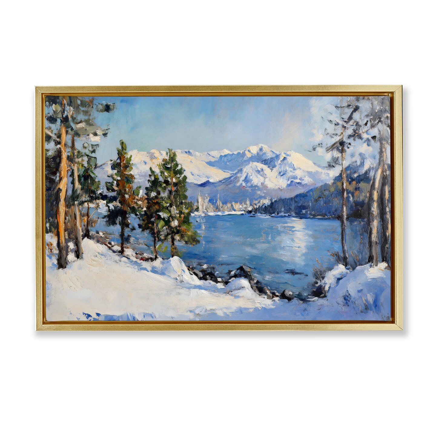 Stupell Industries Winter Mountain Lake Floating Frame, design by Petal Prints Design