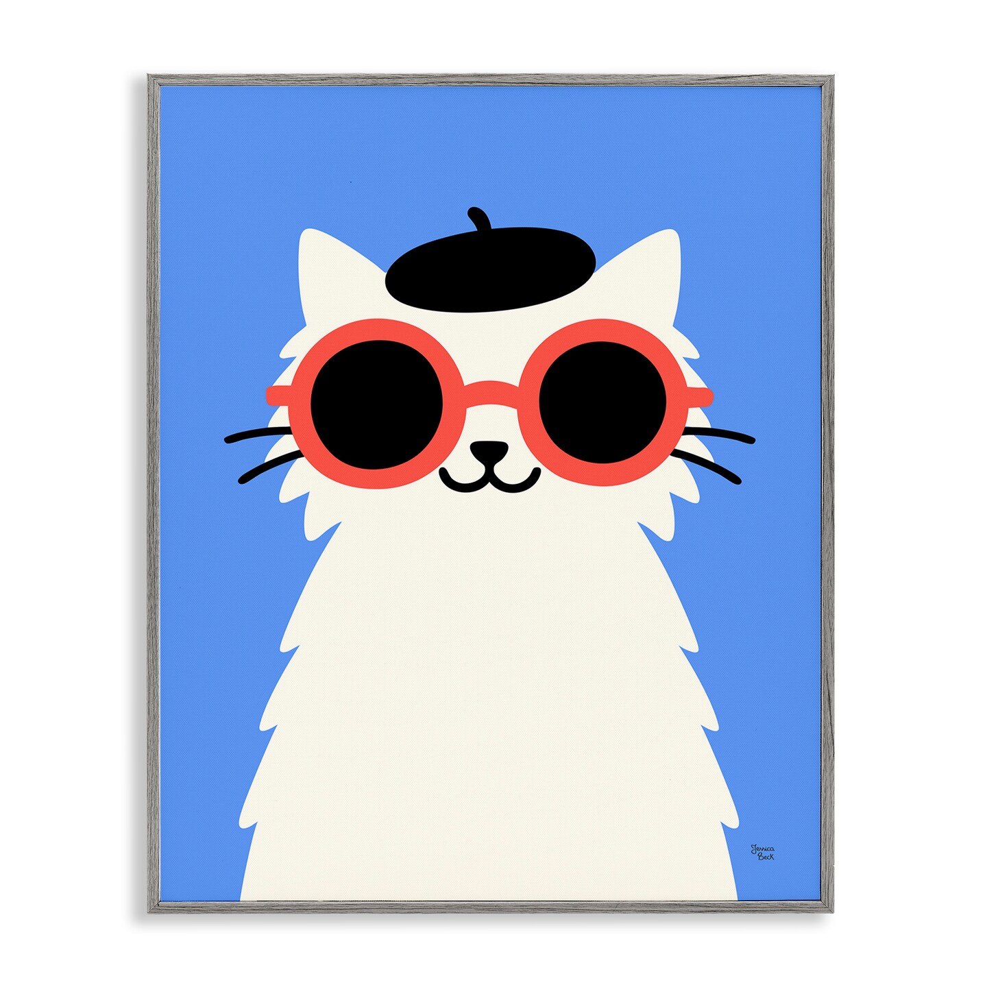 Stupell Industries Stylish French Cat Framed Giclee, design by Jessica Beck