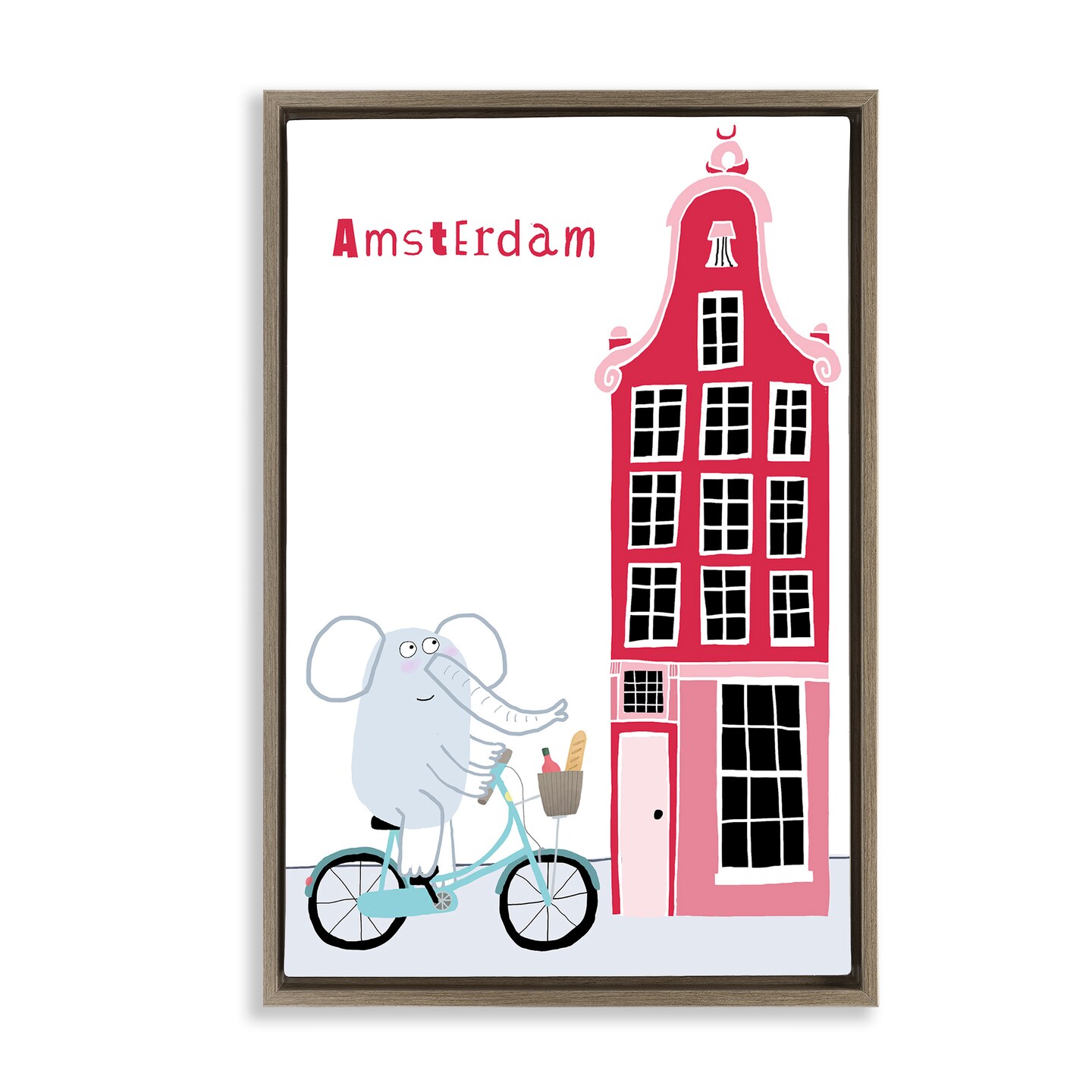 Stupell Industries Elephant & Amsterdam Building Floating Frame, design by Carla Daly