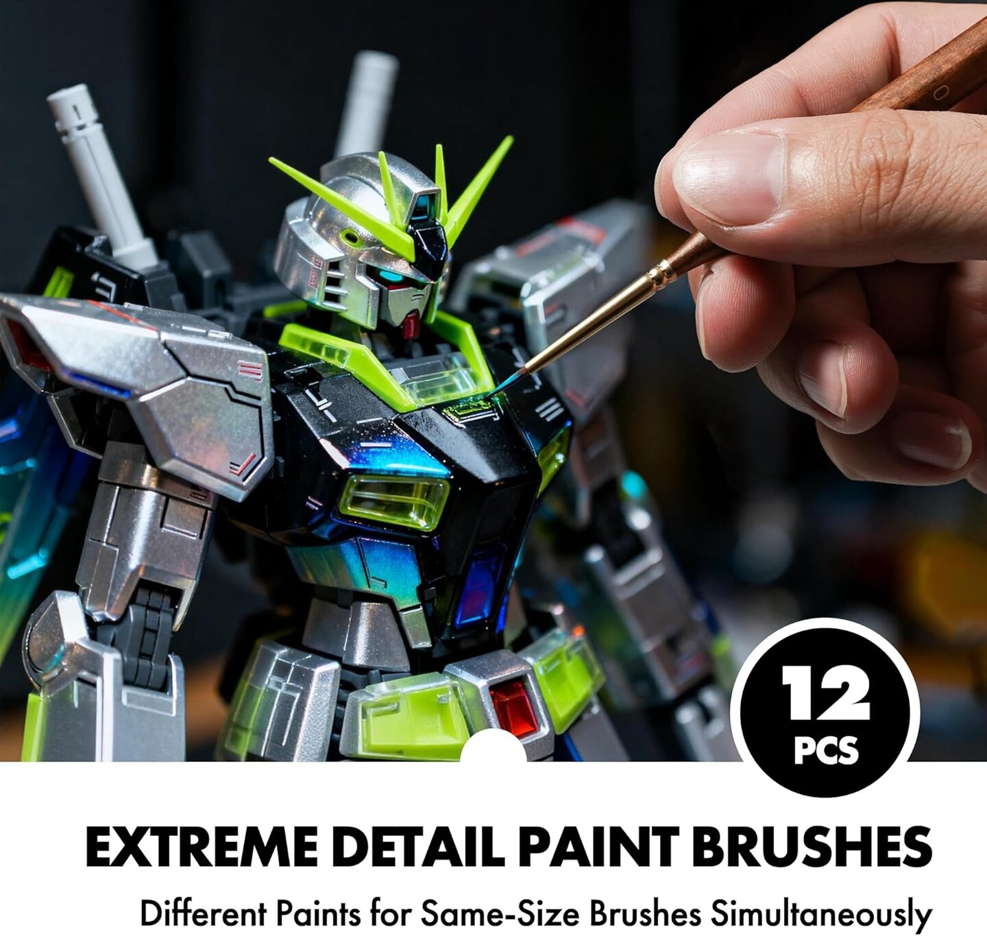 Artify Detail Paint Brush Set, 12Pcs Fine Paint Brushes for Detail, Model & Craft, Miniature Paint Brushes, No-Splitting Synthetic Synthetic Bristle, for Watercolors, Oil, Acrylics