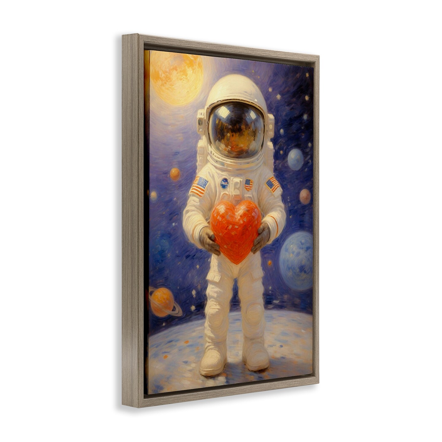 Stupell Industries Astronaut Holding Heart Floating Frame, design by Angie Hawke