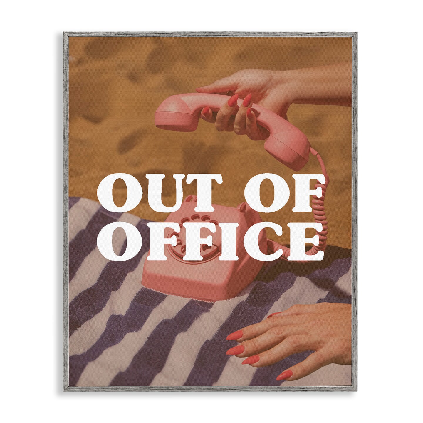 Stupell Industries Out of Office Pink Phone Framed Giclee, design by Lil' Rue