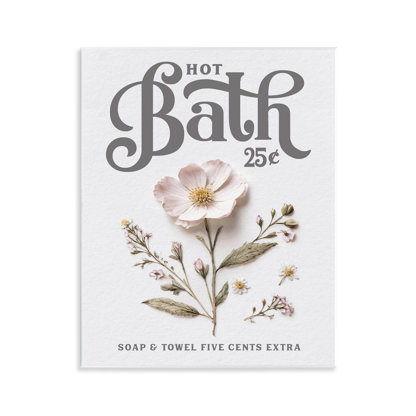 Stupell Industries Pressed Flower Vintage Bath Wall Plaque, design by Lettered and Lined