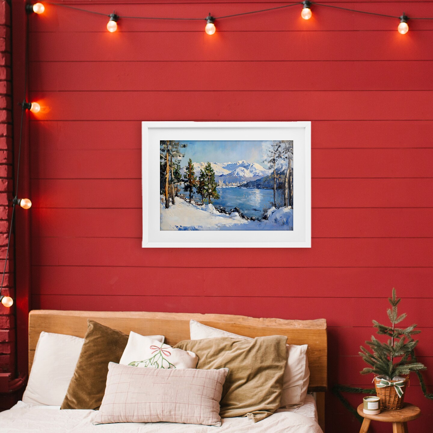 Stupell Industries Winter Mountain Lake Framed Print Under Glass, design by Petal Prints Design