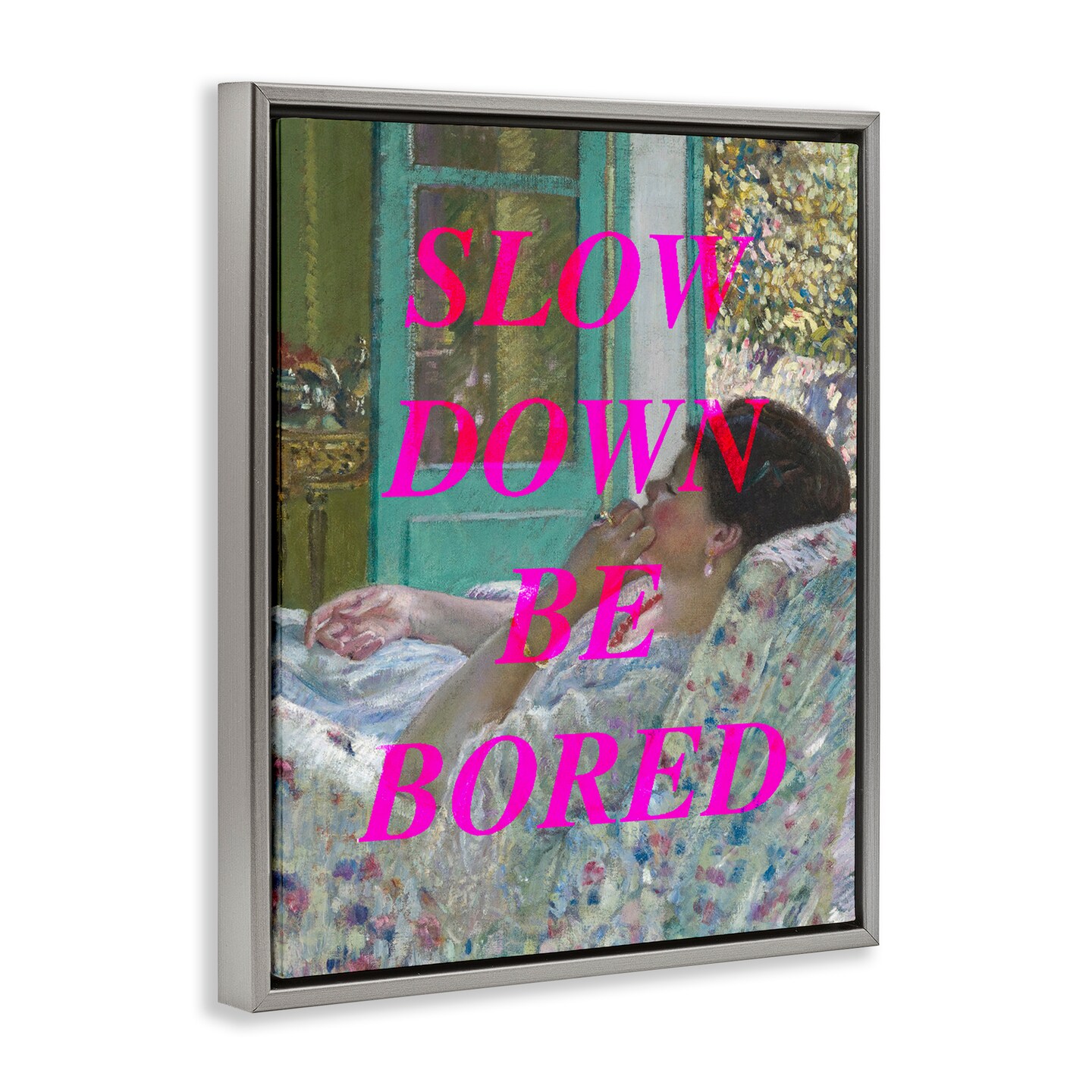 Stupell Industries Slow Down Be Bored Classic Floating Frame, design by Lil' Rue