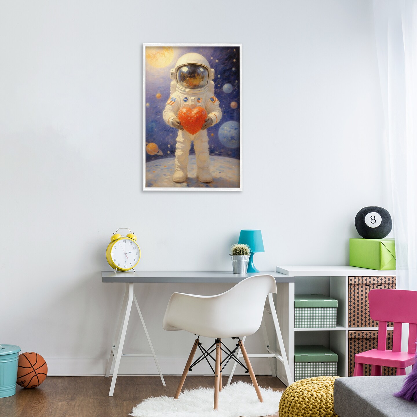 Stupell Industries Astronaut Holding Heart Framed Giclee, design by Angie Hawke