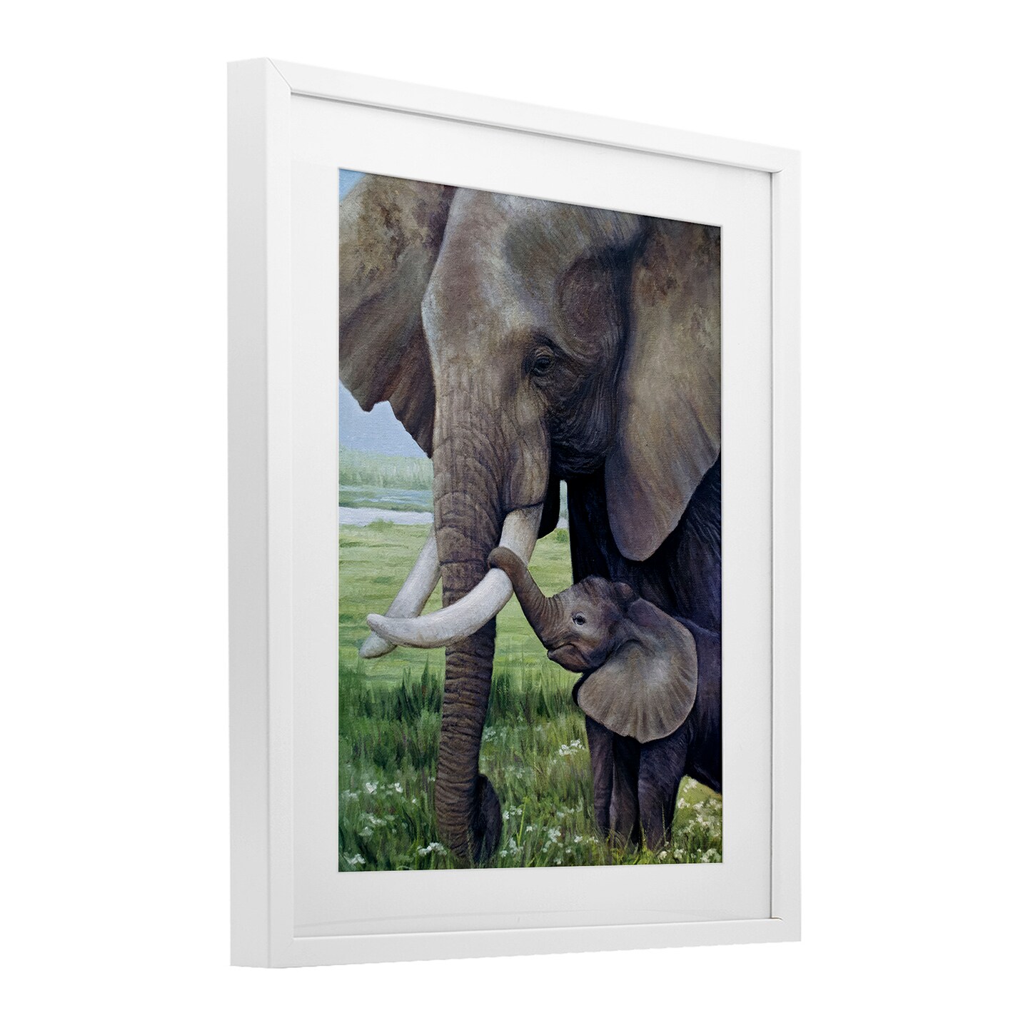 Stupell Industries Baby Elephant And Mother Framed Print Under Glass, design by James Corwin