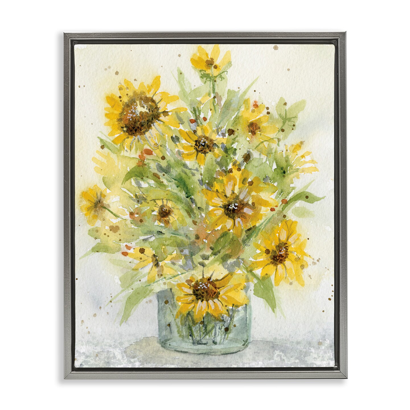 Stupell Industries Speckled Sun Flowers Vase Floating Frame, design by Patti Bishop