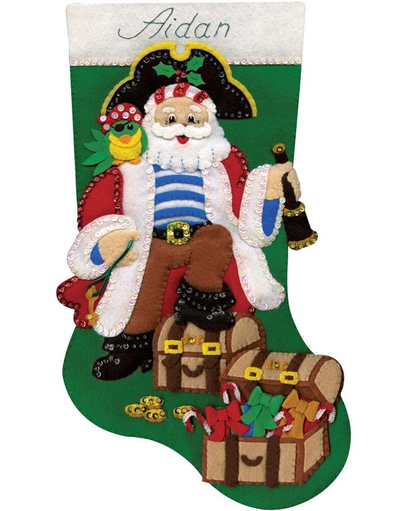 DIY Design Works Pirate Nautical Treasure Christmas Felt Stocking Kit 5242