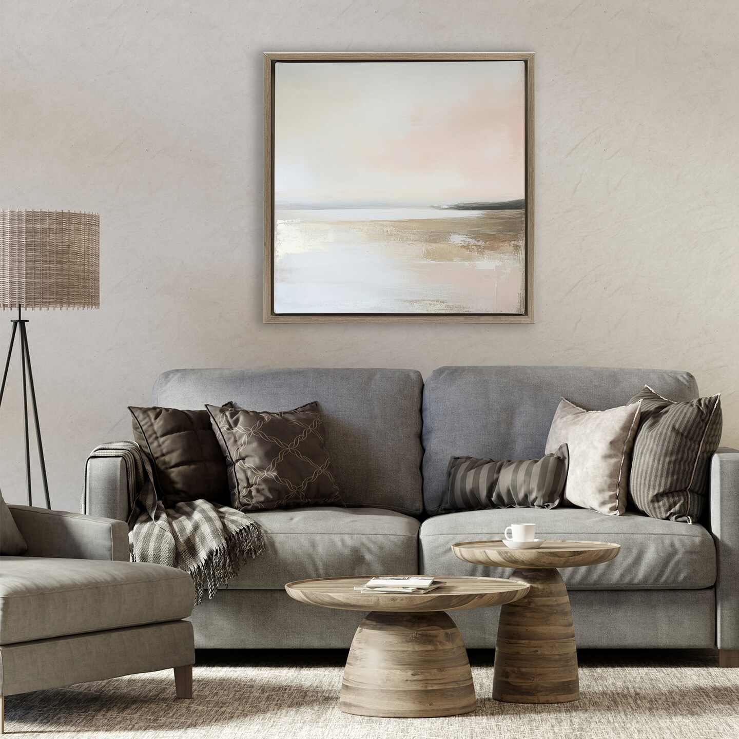 Stupell Industries Muted Landscape Hidden Coast Floating Frame, design by Petal Prints Design